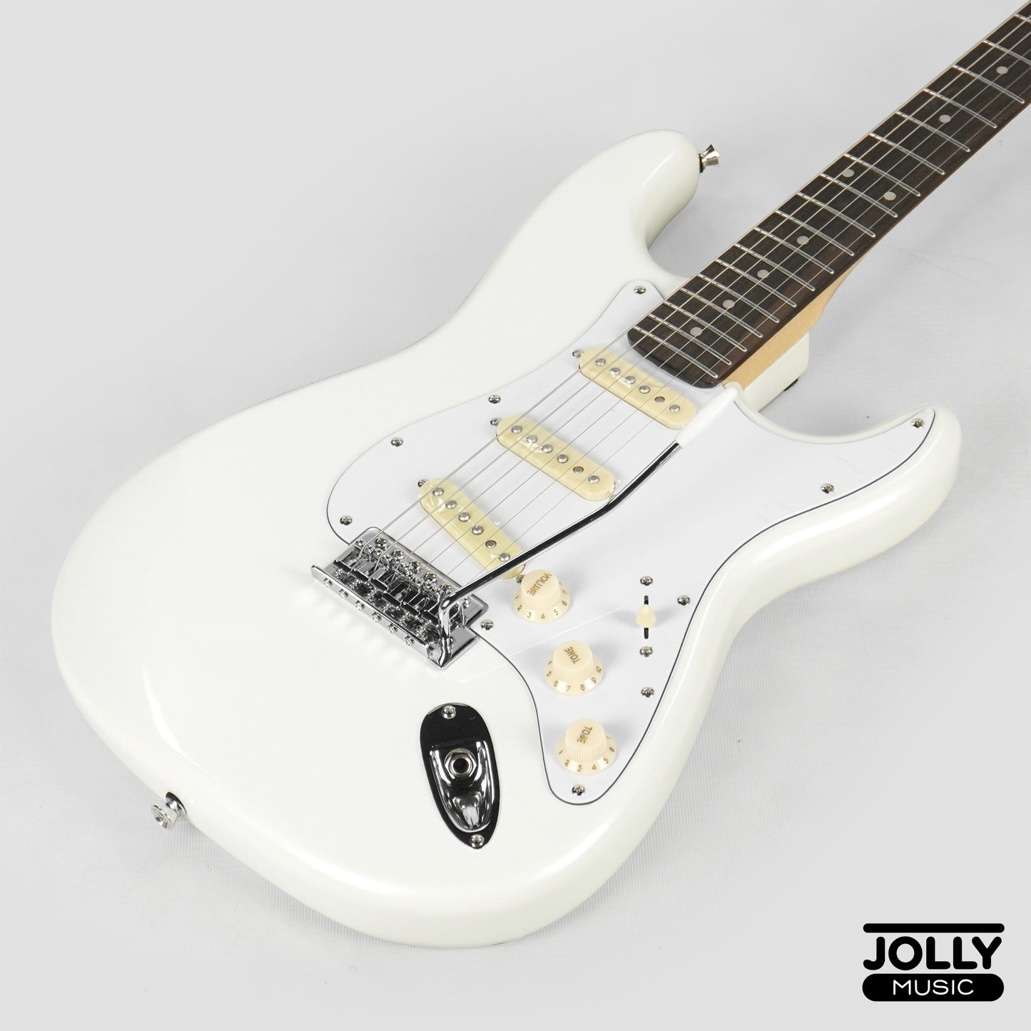 JCraft S-2 Stratocaster Stainless Frets Electric Guitar - RW / Pearl White