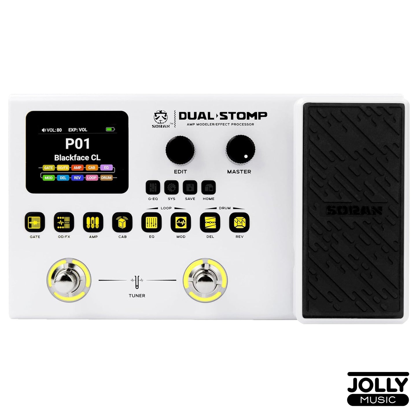 SORAN JME-01 Dual Stomp Rechargeable Multi-Effects Processor w/ Wah, Expression, Volume