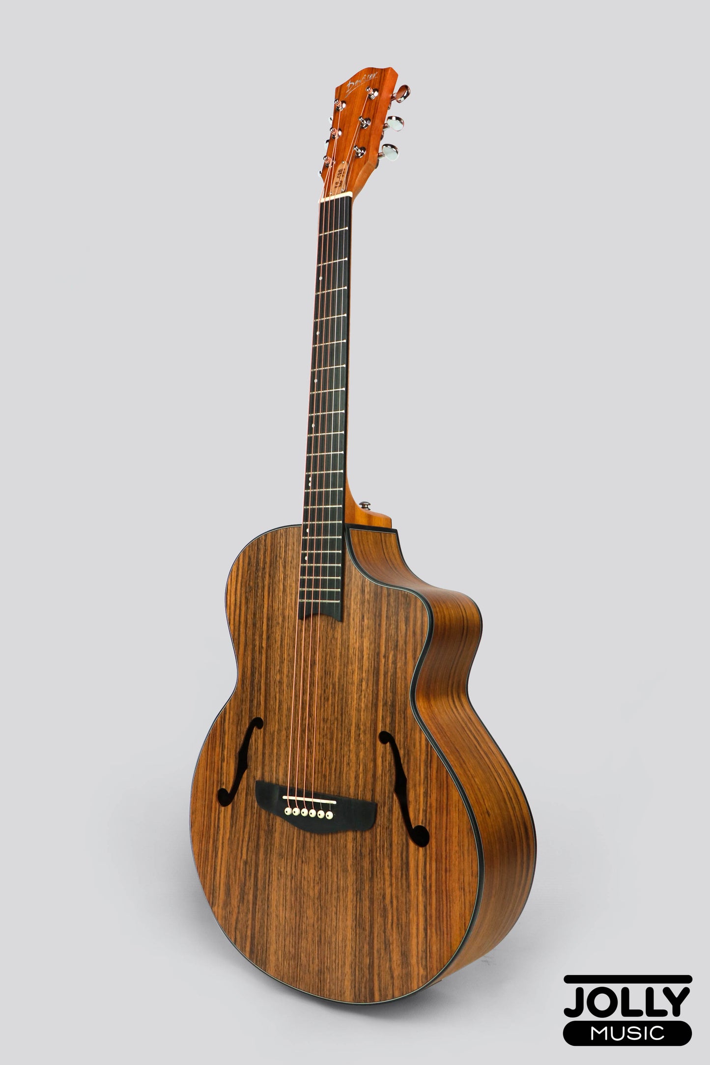 Deviser LS-580 Semi-Acoustic Guitar w/ Pickup and Beveled Armrest (All-Walnut)