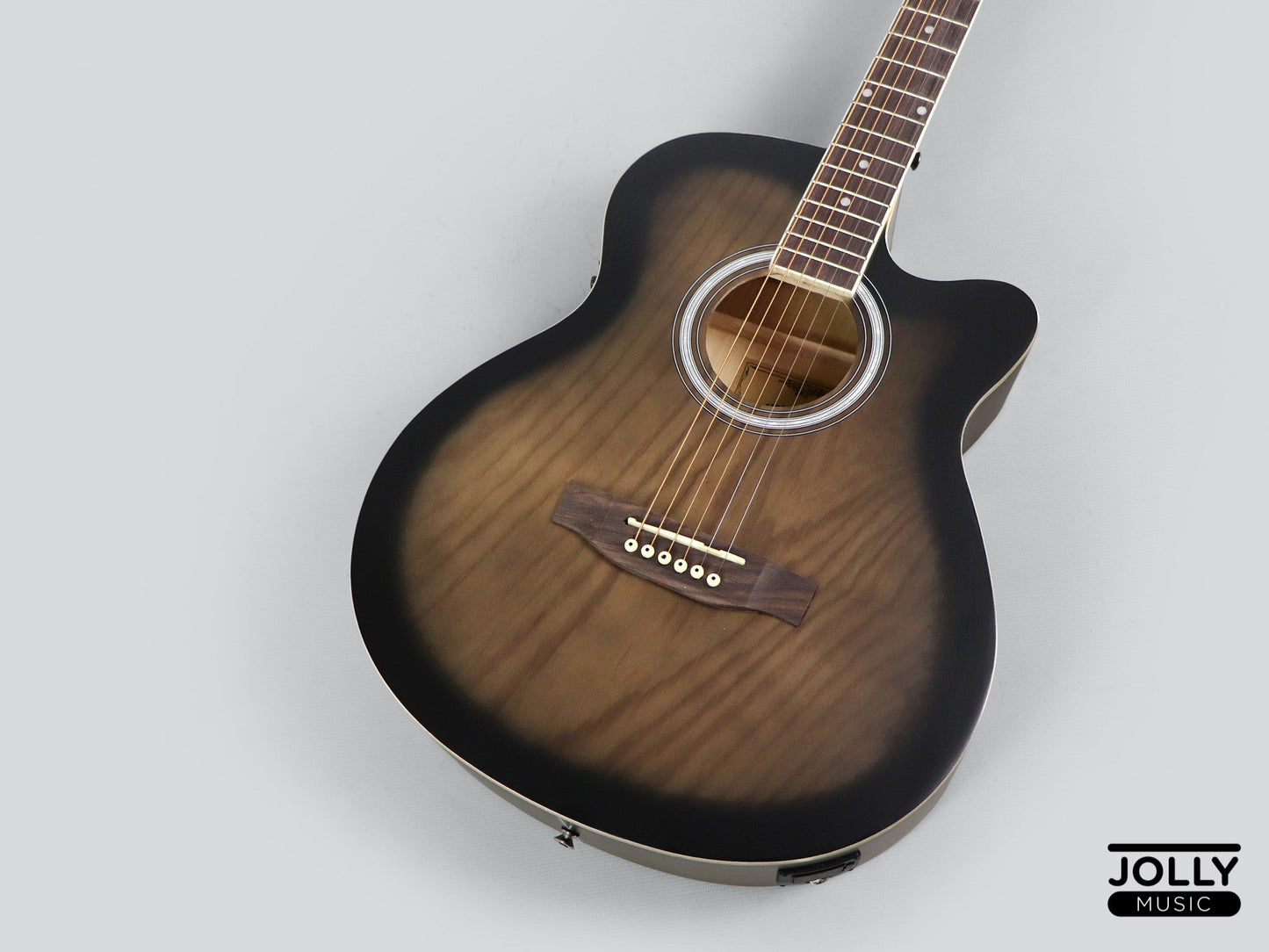 Caravan HS-4040 EQ Electric-Acoustic Guitar with FREE Gigbag and Pickup - Trans Brown