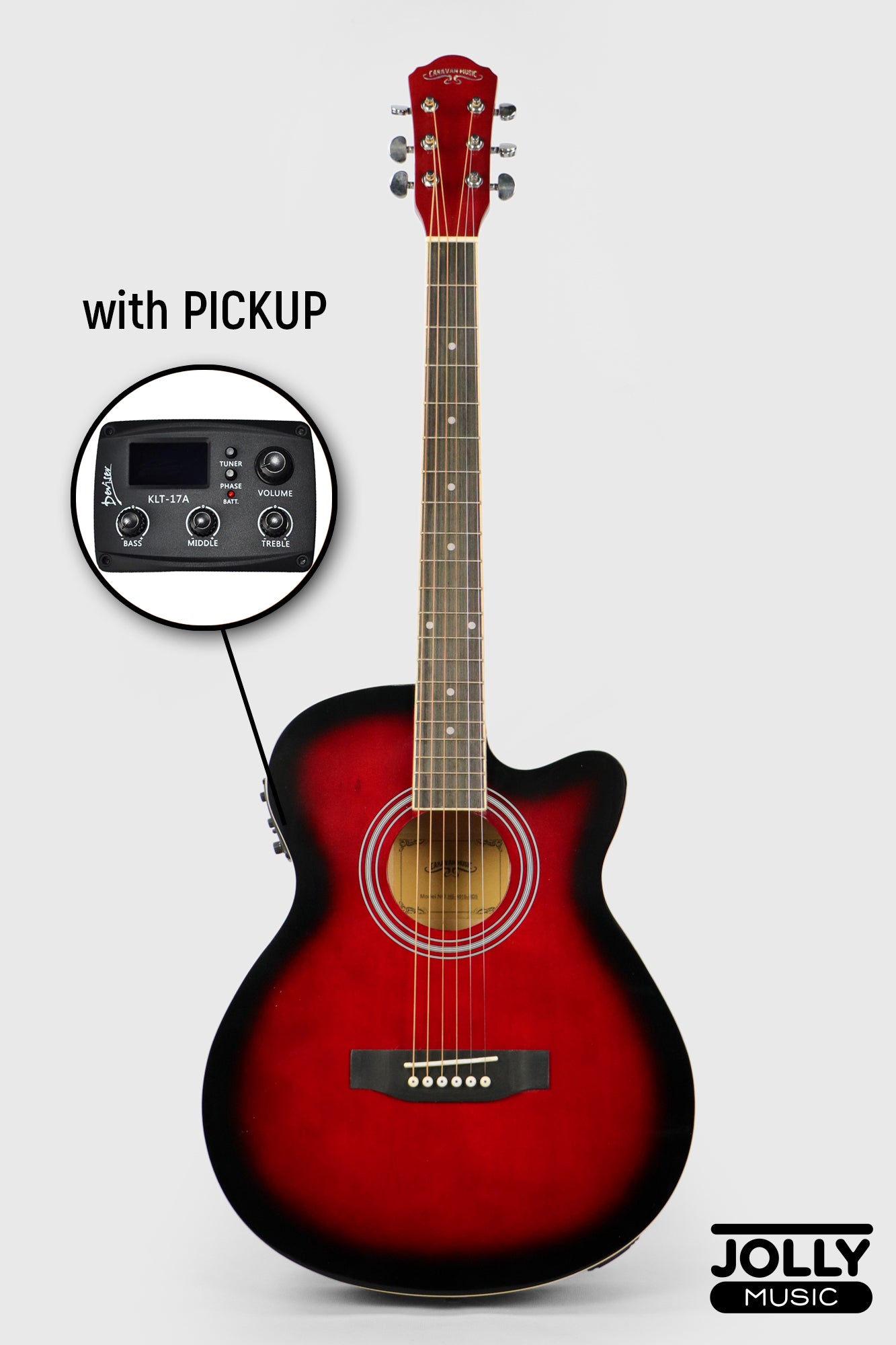 Caravan HS-4010 EQ Acoustic Electric Guitar - Red Burst Gloss Finish