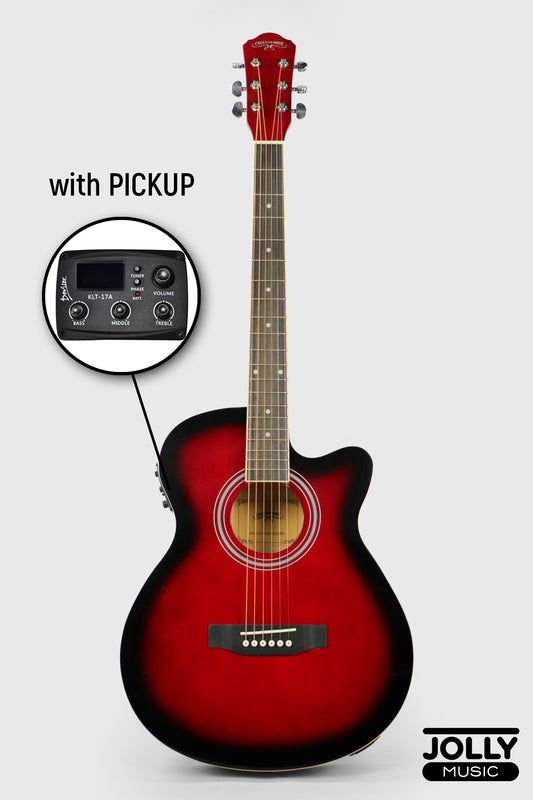 Caravan HS-4010 EQ Acoustic Electric Guitar - Red Burst Gloss Finish