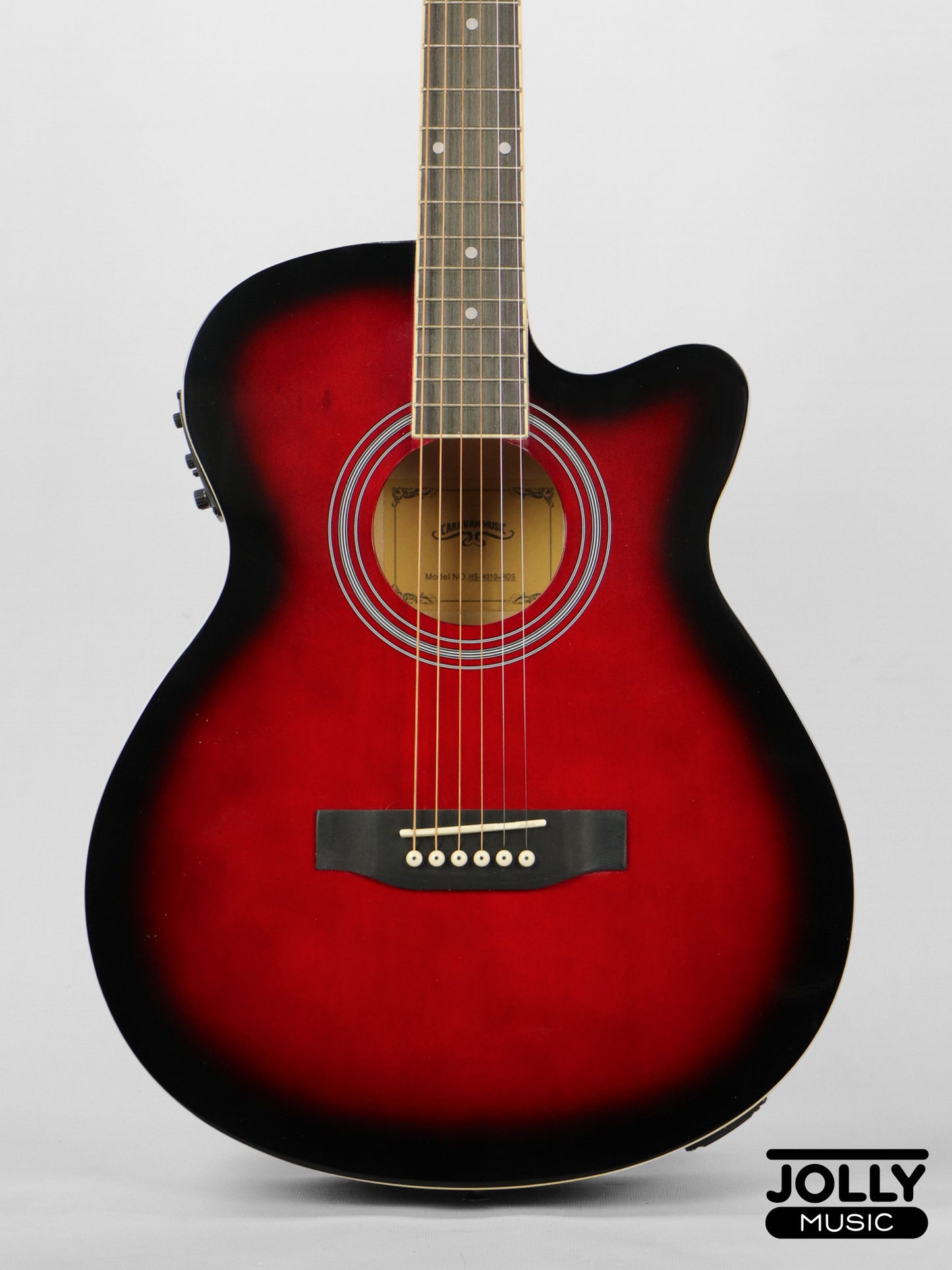Caravan HS-4010 EQ Acoustic Electric Guitar - Red Burst Gloss Finish