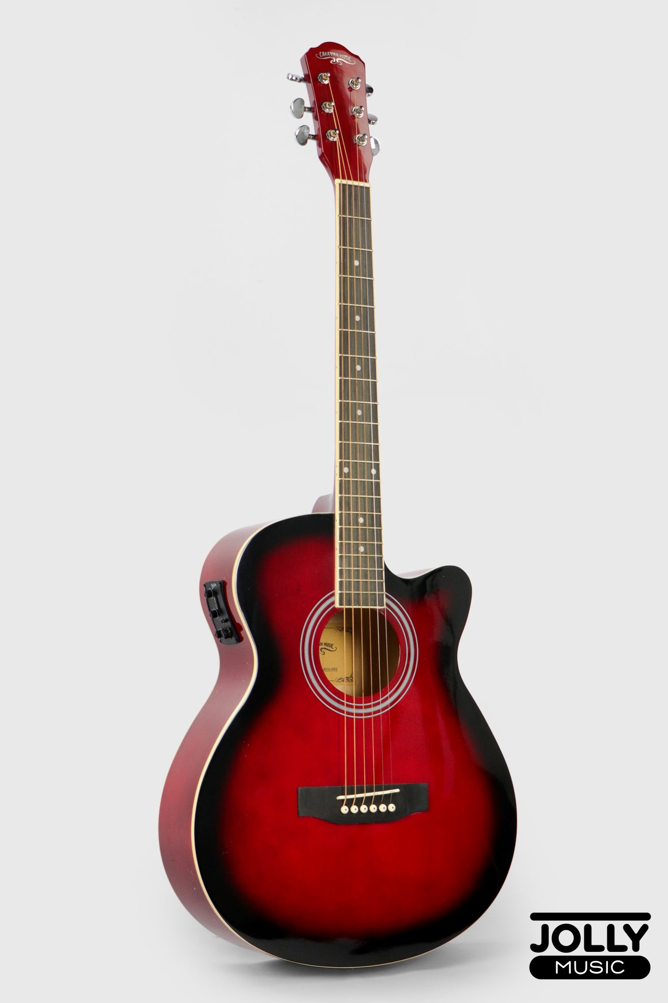 Caravan HS-4010 EQ Acoustic Electric Guitar - Red Burst Gloss Finish