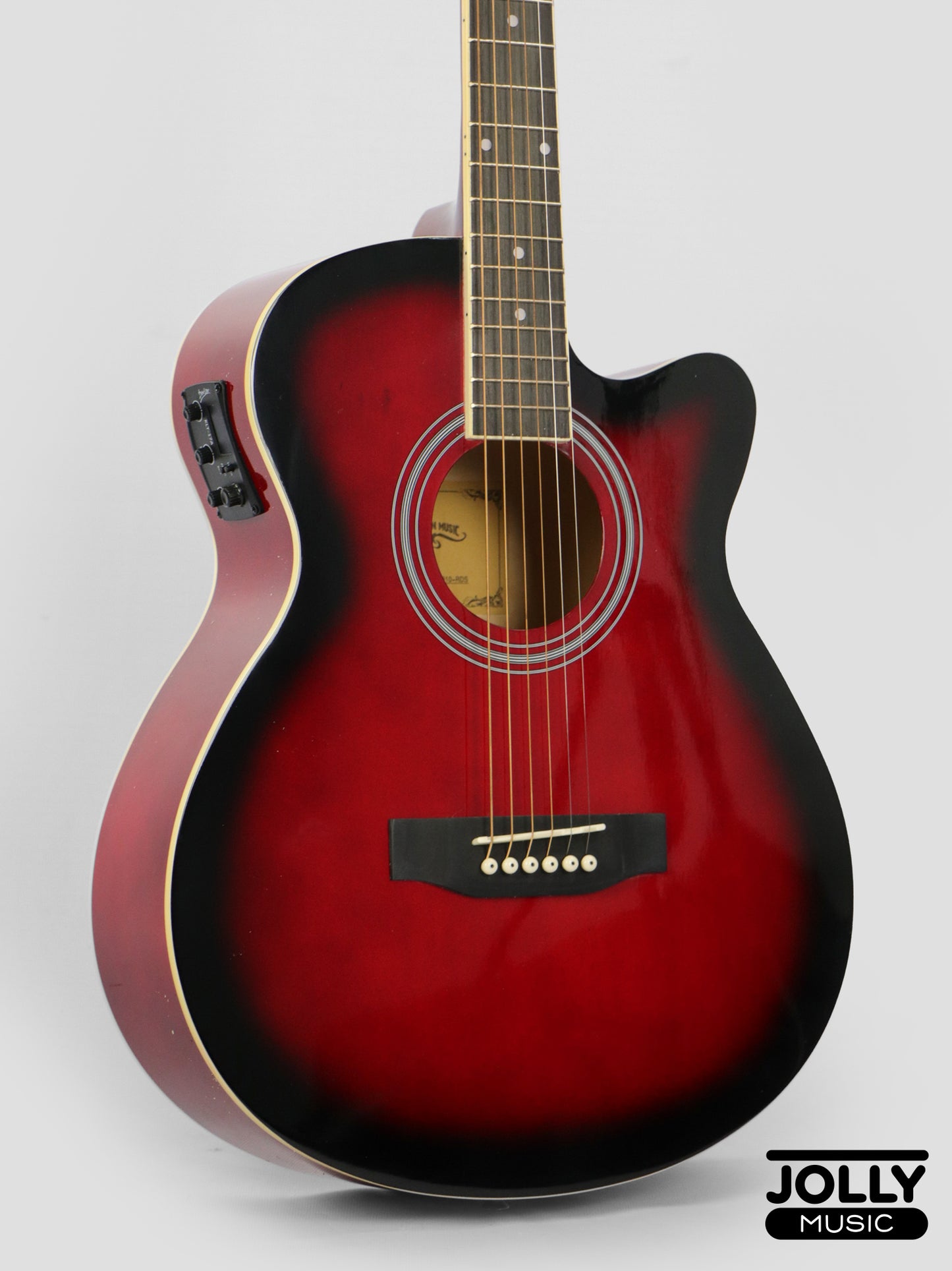 Caravan HS-4010 EQ Acoustic Electric Guitar - Red Burst Gloss Finish