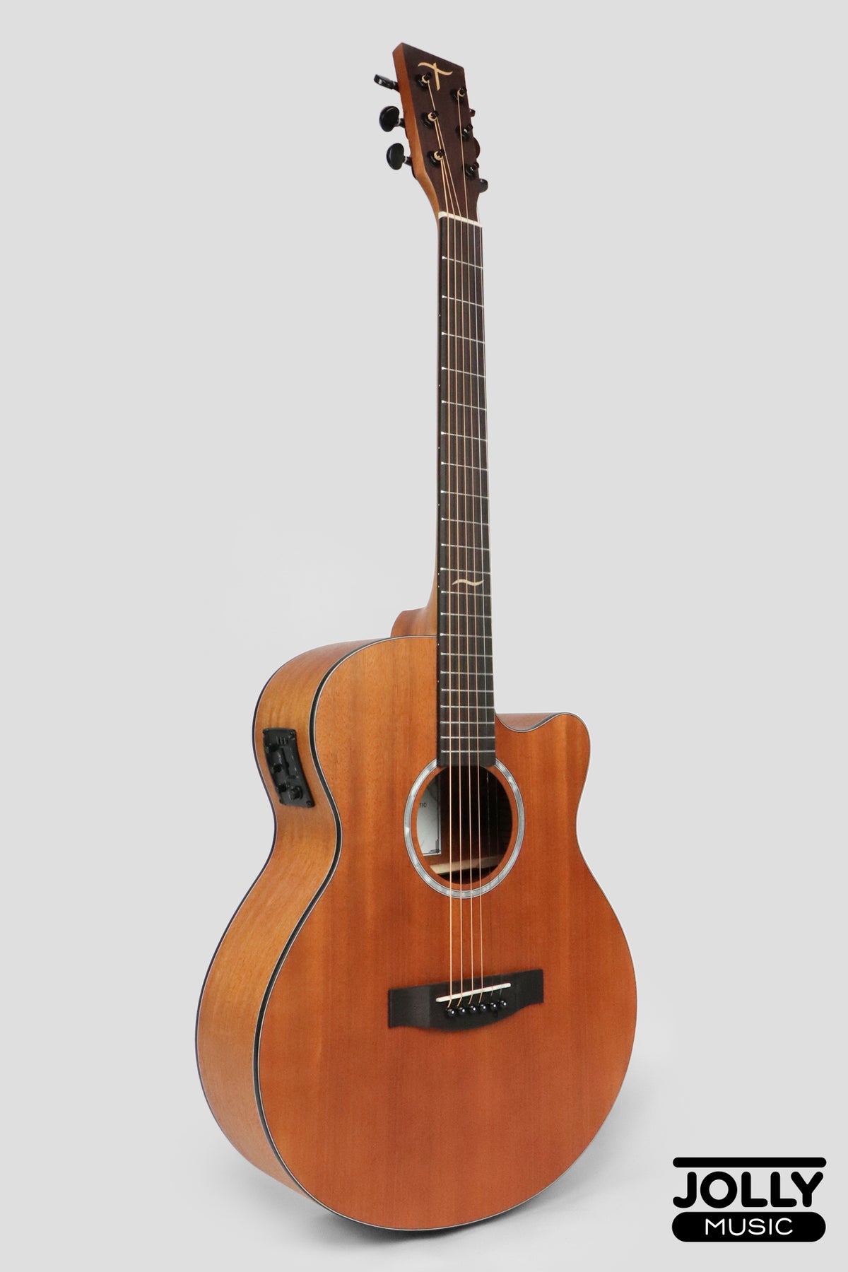 JCraft Troubadour TF-10MCE Small Jumbo All-Mahogany Acoustic-Electric Guitar with soft case