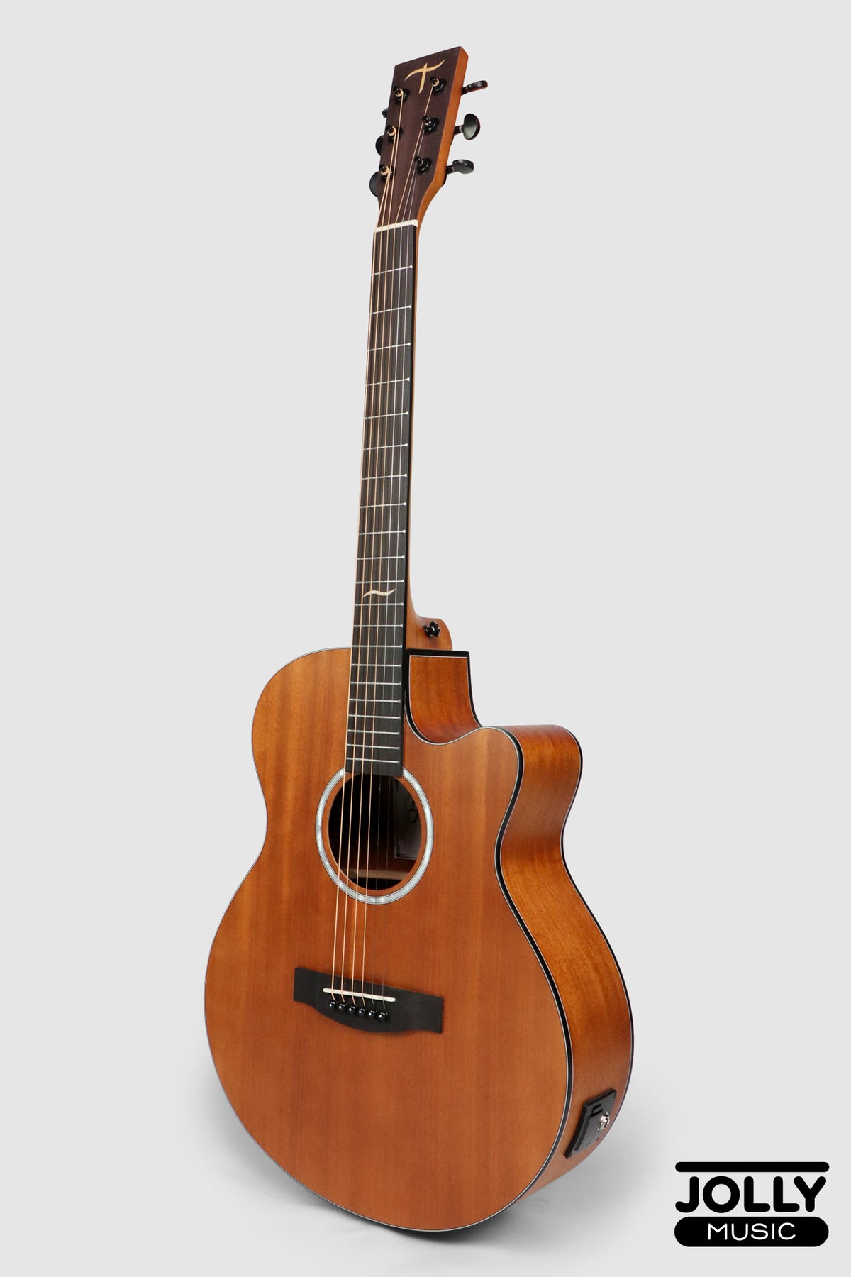 JCraft Troubadour TF-10MCE Small Jumbo All-Mahogany Acoustic-Electric Guitar with soft case