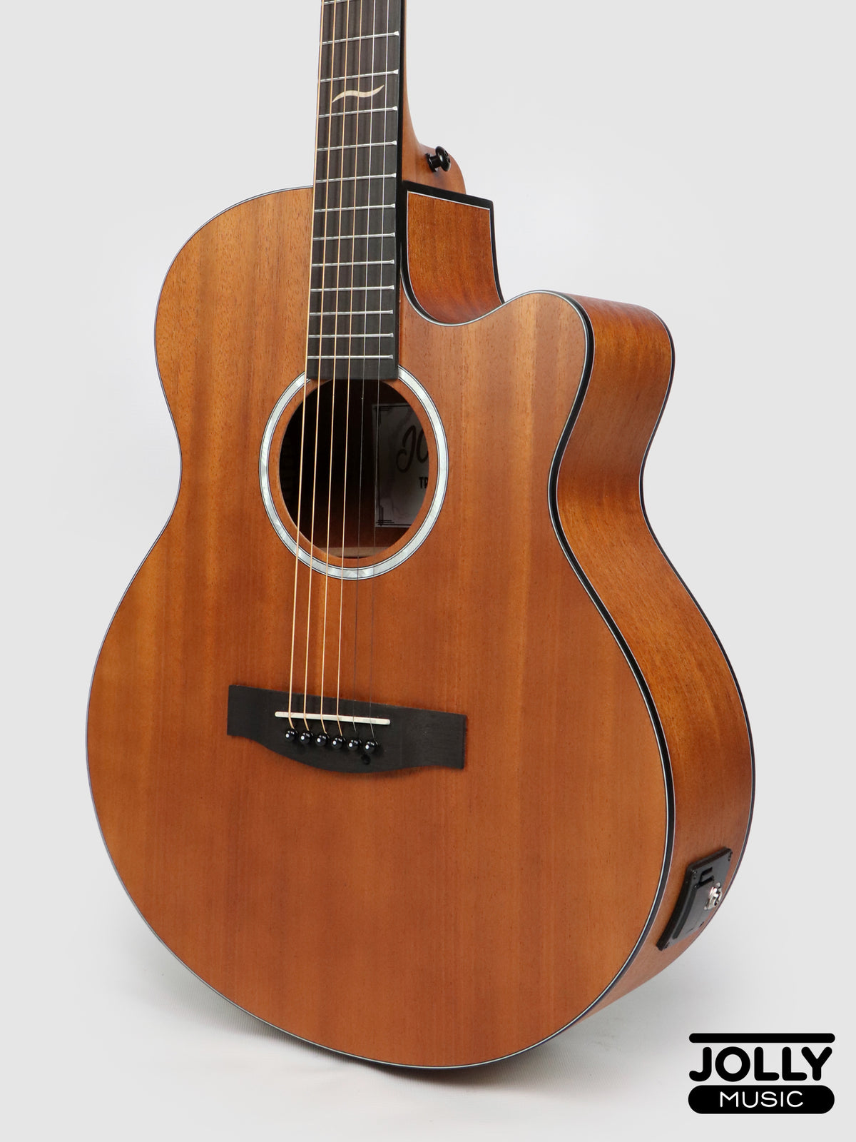 JCraft Troubadour TF-10MCE Small Jumbo All-Mahogany Acoustic-Electric Guitar with soft case