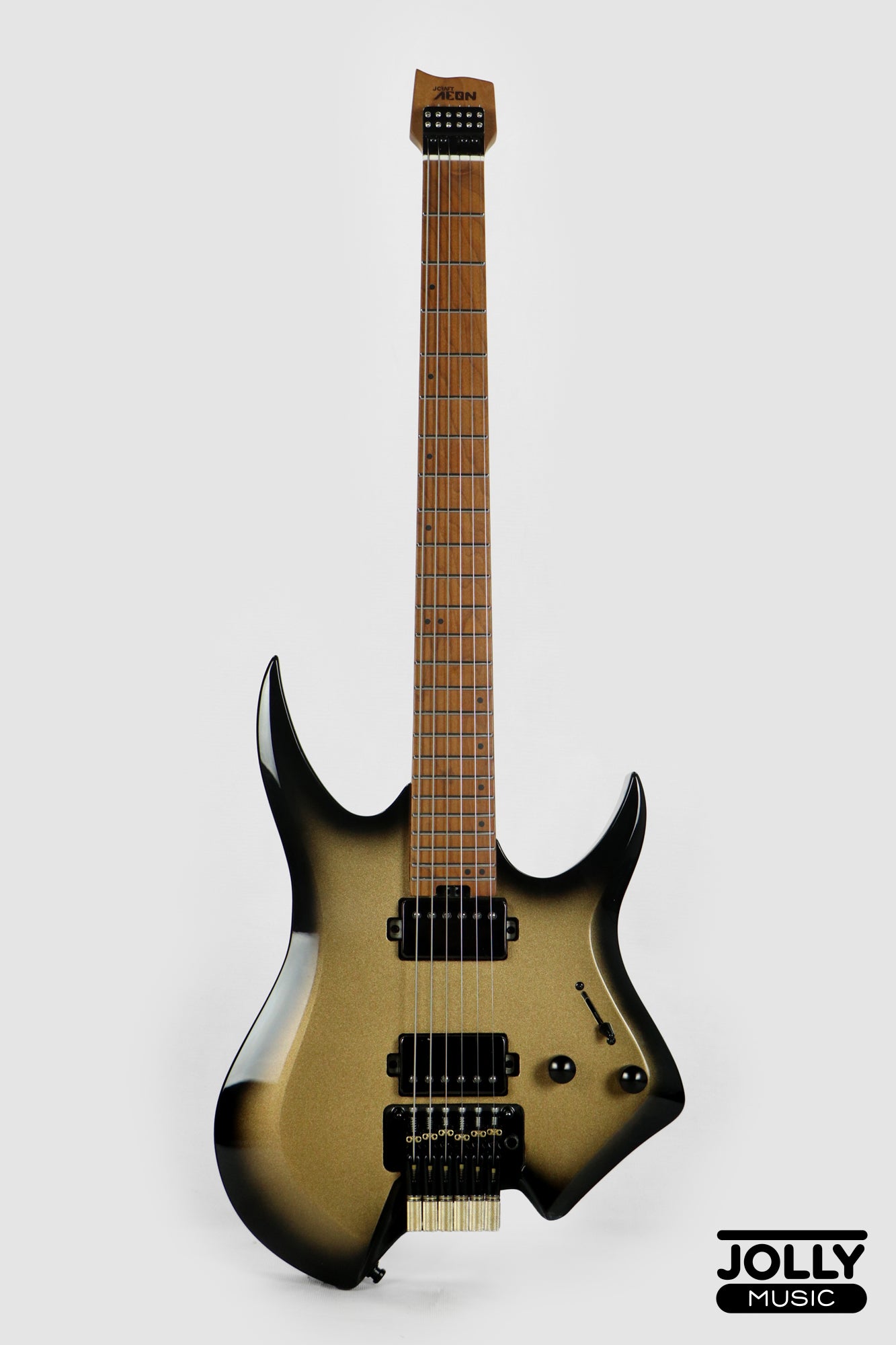 JCraft Aeon Headless Electric Guitar Locking Tremolo Stainless HTR-3 - Gold Burst Fade