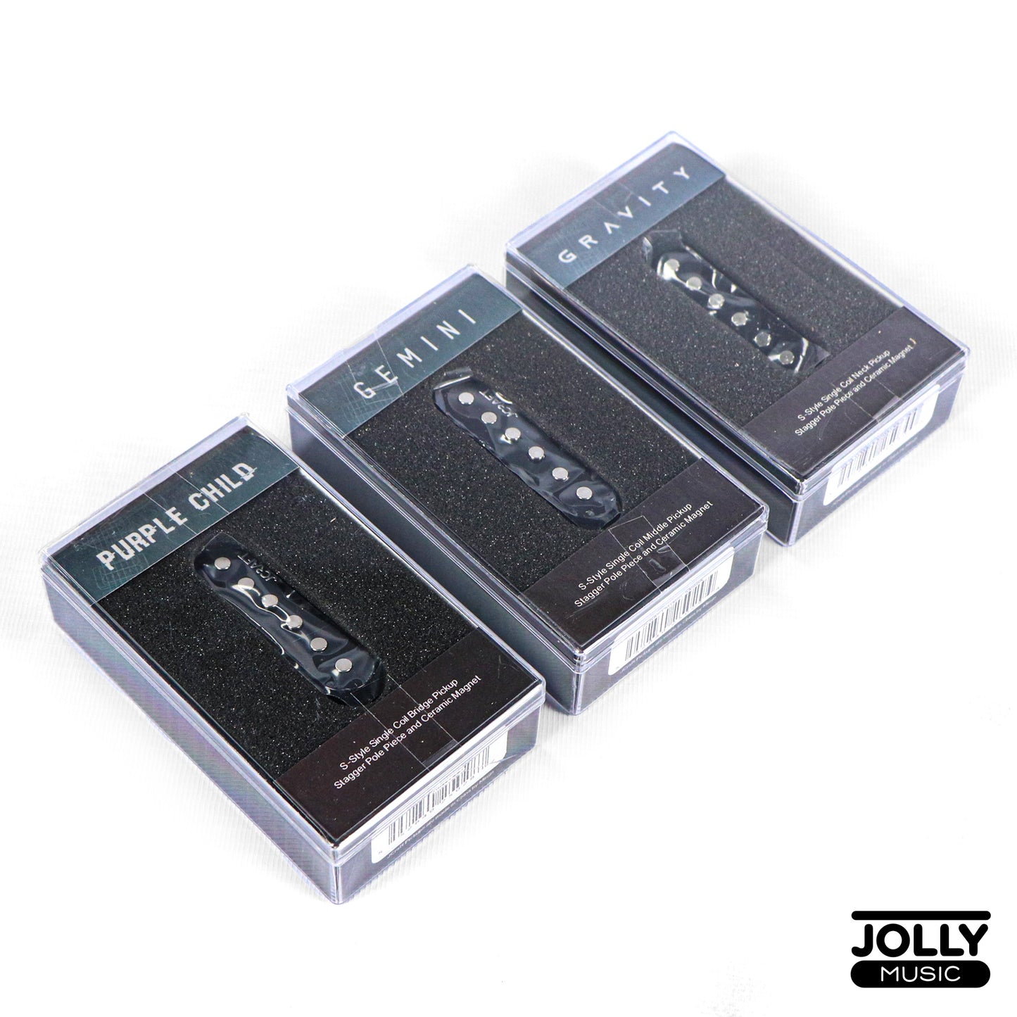 JCraft Glassy Ceramic Strat Pickup Set - Purple Child Bridge + Gemini Mid + Gravity Neck