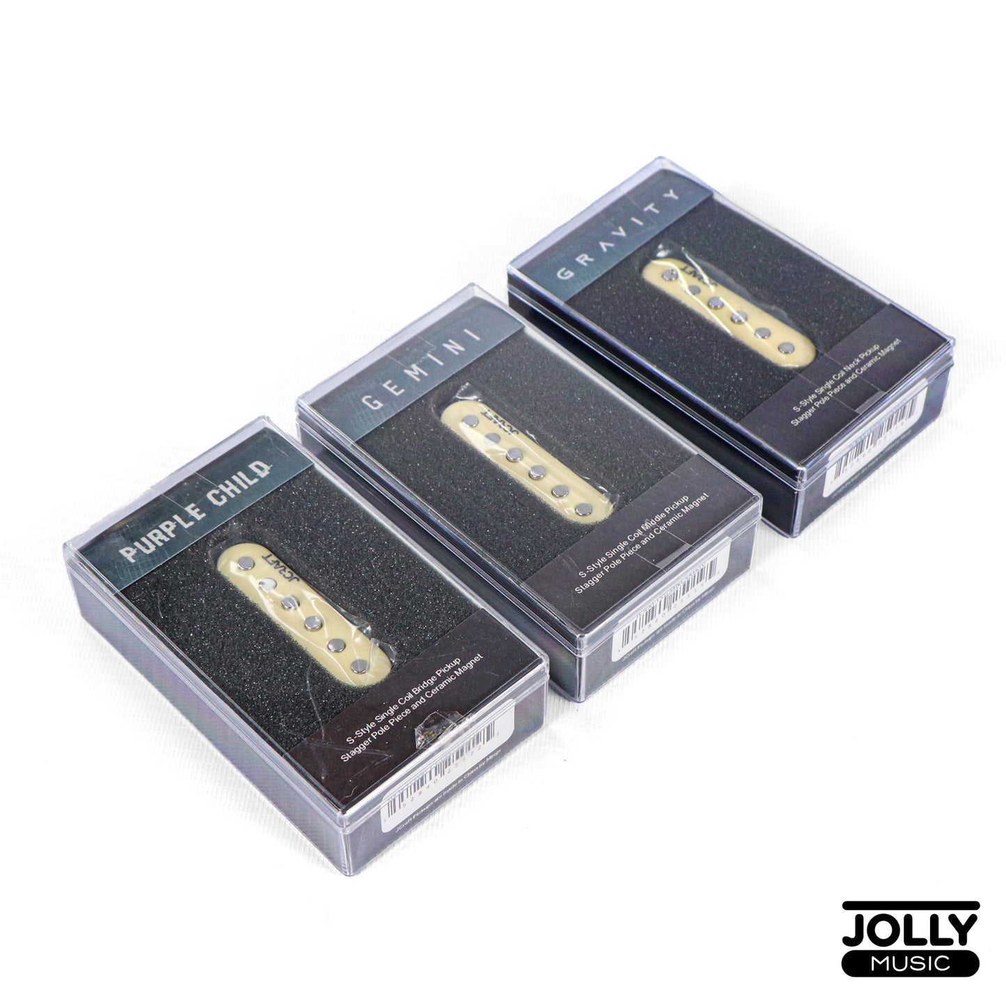 JCraft Glassy Ceramic Strat Pickup Set - Purple Child Bridge + Gemini Mid + Gravity Neck