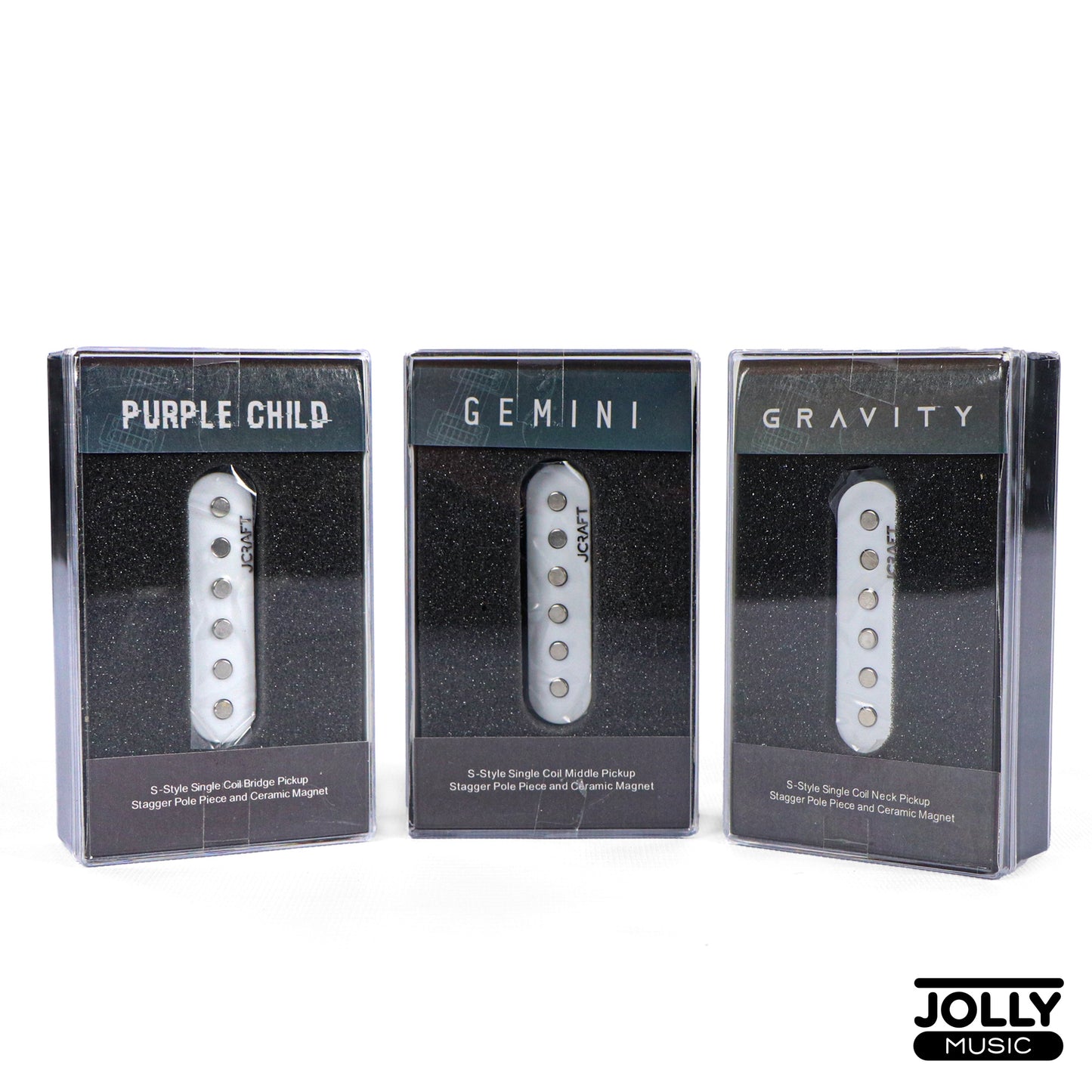 JCraft Glassy Ceramic Strat Pickup Set - Purple Child Bridge + Gemini Mid + Gravity Neck