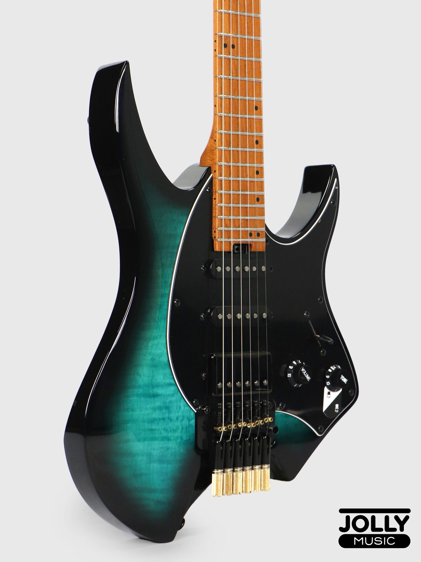 JCraft Aeon Headless Fusion HSS Electric Guitar HTP-3 - Blue Flame (Veneer)