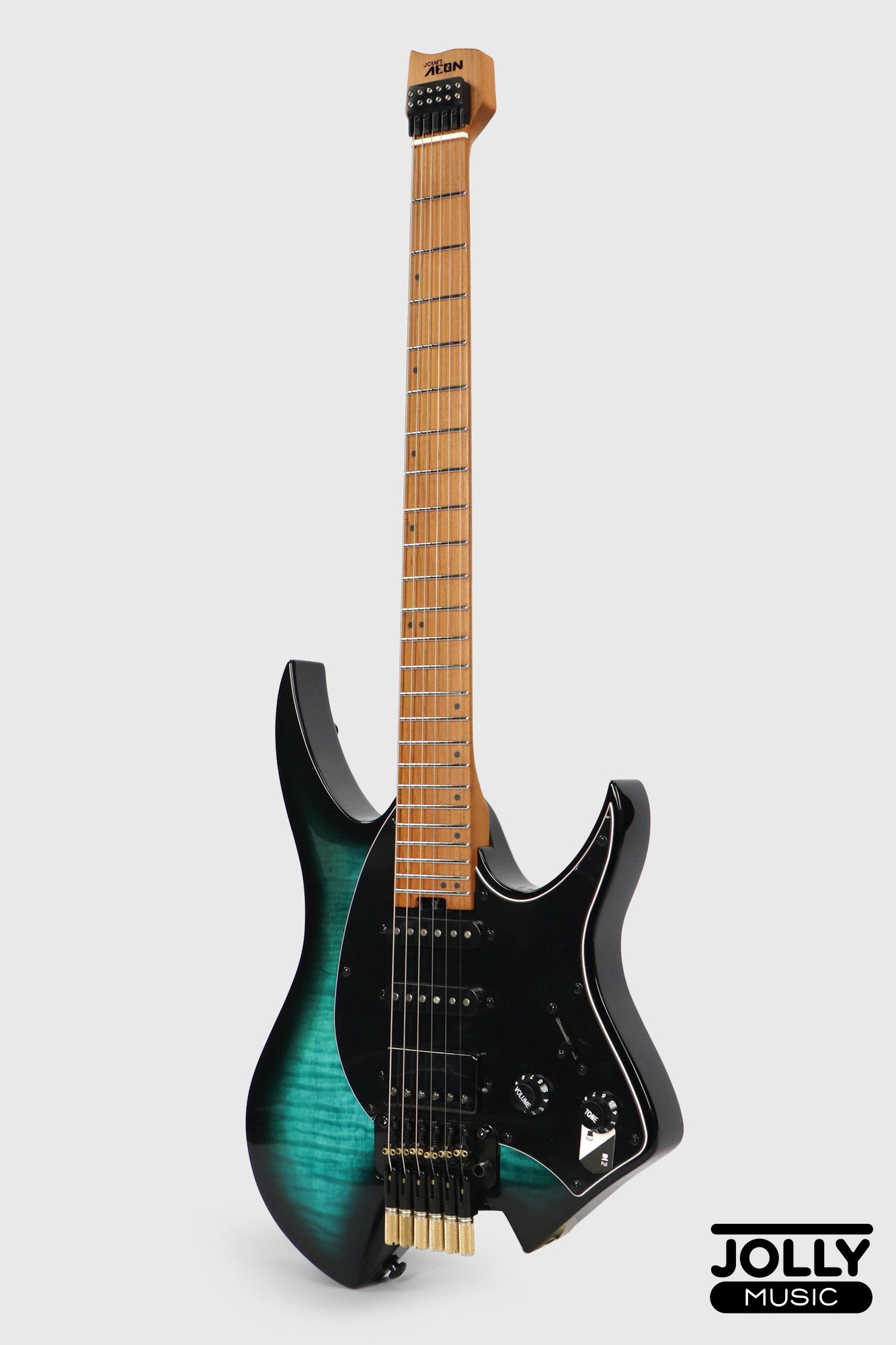 JCraft Aeon Headless Fusion HSS Electric Guitar HTP-3 - Blue Flame (Veneer)