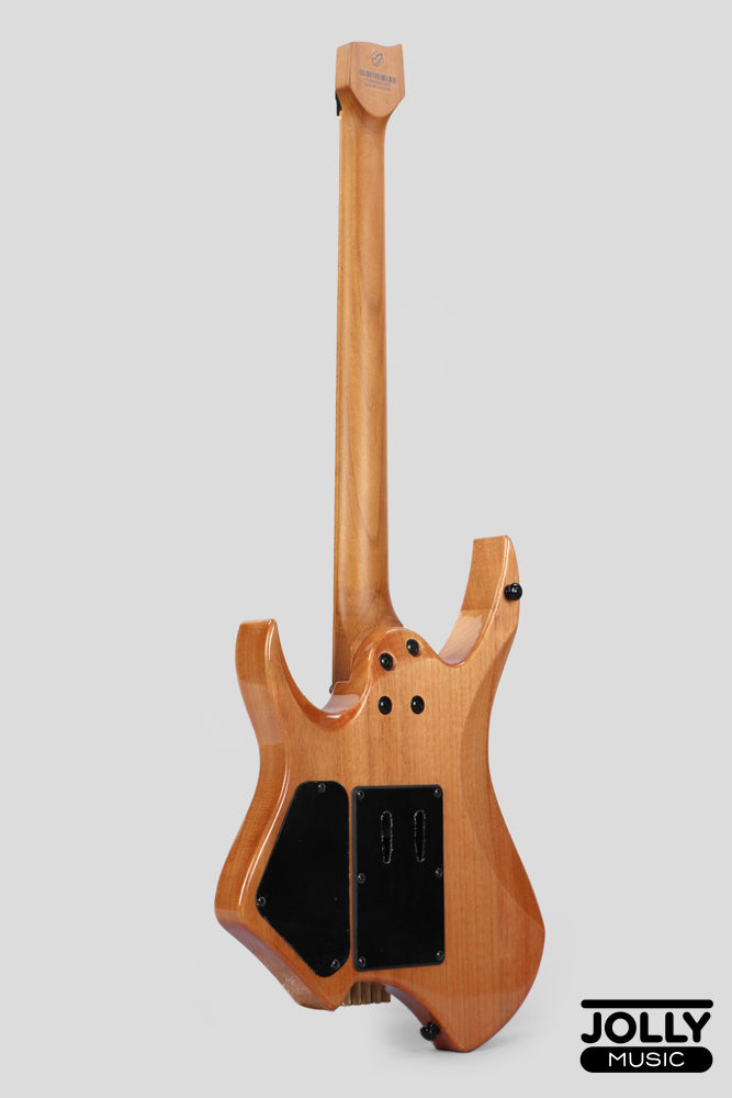 Jcraft Aeon Flame Top Headless Electric Guitar Locking Tremolo Stainless HTR-3 - Natural (Veneer)