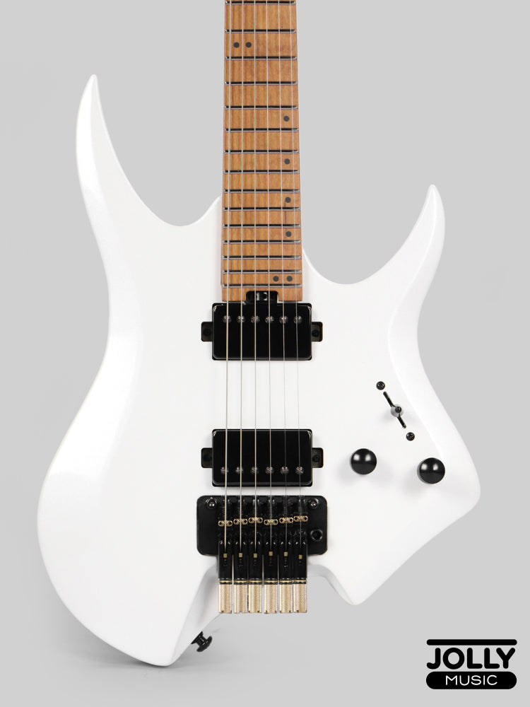 JCraft Aeon Headless Electric Guitar Locking Tremolo Stainless HTR-3 - Pearl White Metallic