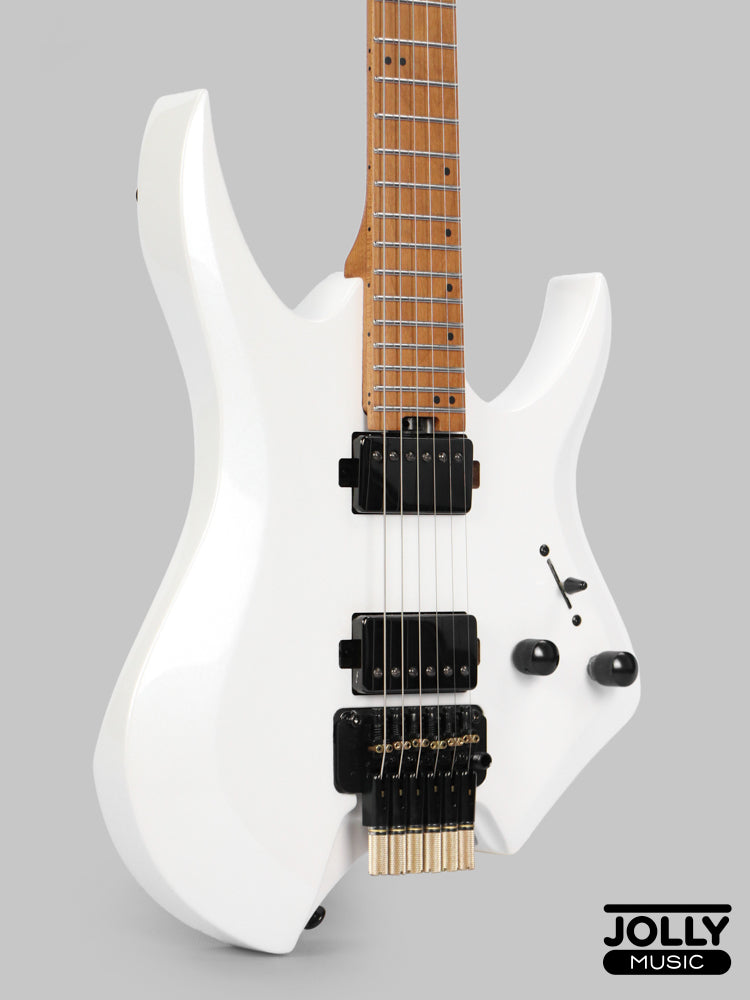 JCraft Aeon Headless Electric Guitar Locking Tremolo Stainless HTR-3 - Pearl White Metallic