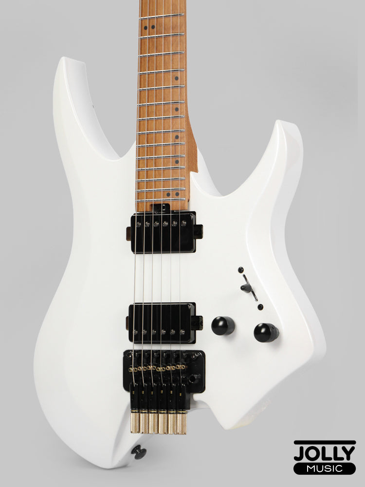 JCraft Aeon Headless Electric Guitar Locking Tremolo Stainless HTR-3 - Pearl White Metallic
