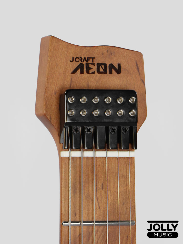 Jcraft Aeon Flame Top Headless Electric Guitar Locking Tremolo Stainless HTR-3 - Quilt Midnight (Veneer)
