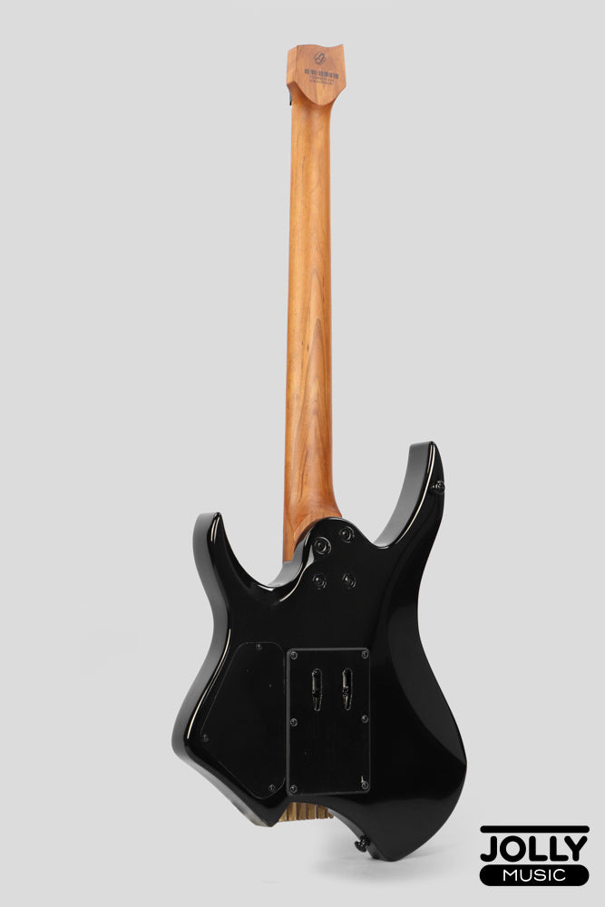 Jcraft Aeon Flame Top Headless Electric Guitar Locking Tremolo Stainless HTR-3 - Quilt Midnight (Veneer)