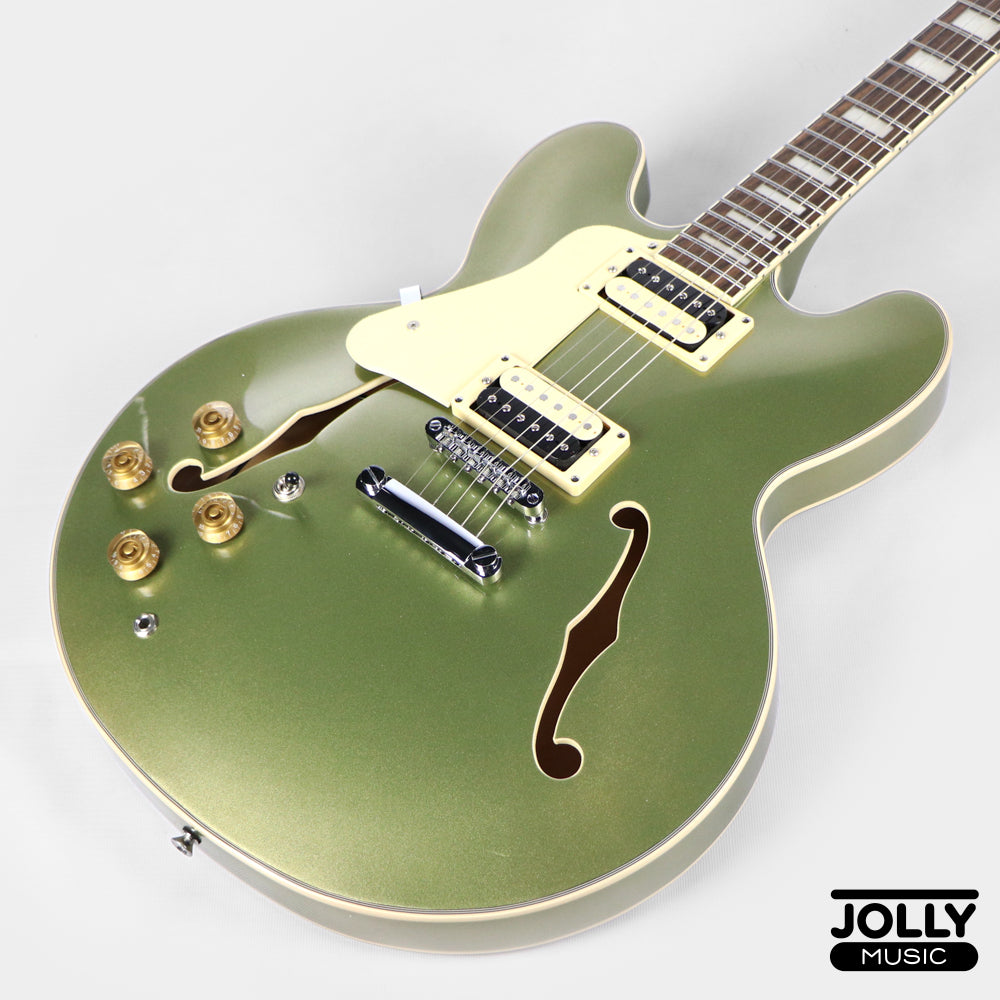 JCraft AR-3 JM Semi-Hollow Electric Guitar - Green LEFT HAND