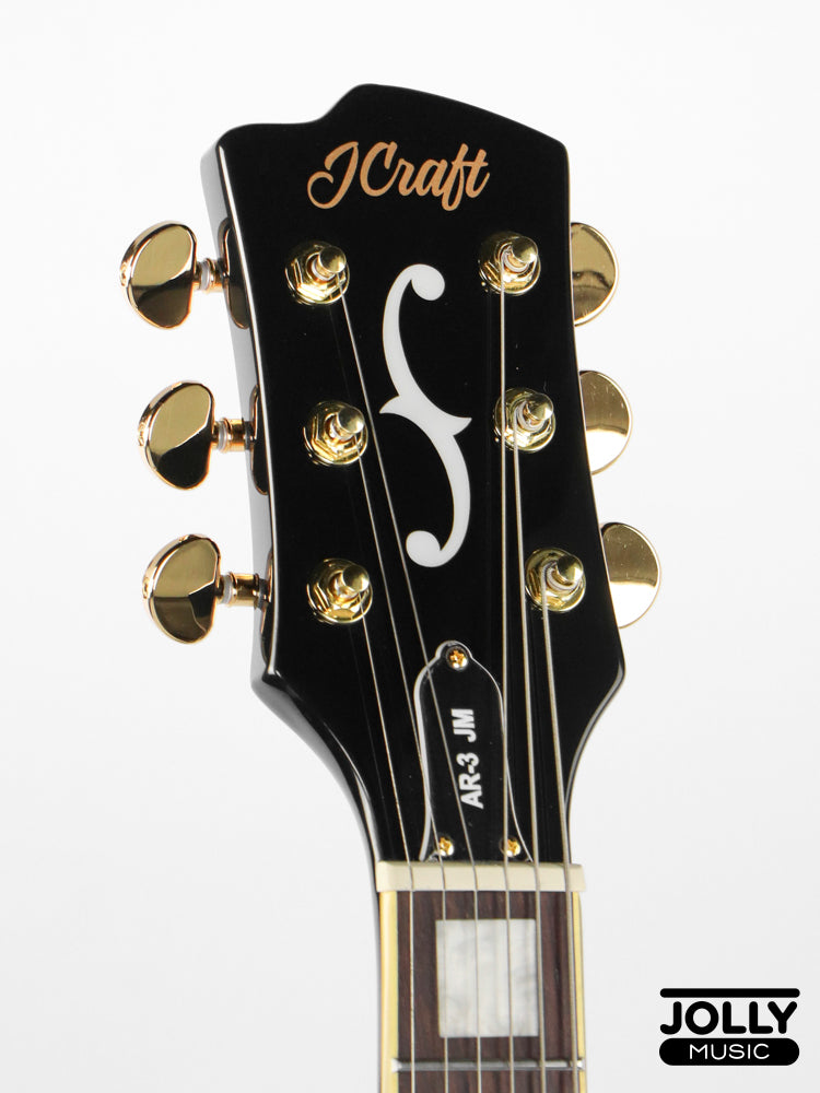 JCraft AR-3 JM Semi-Hollow Electric Guitar - Black Gold LEFT HAND