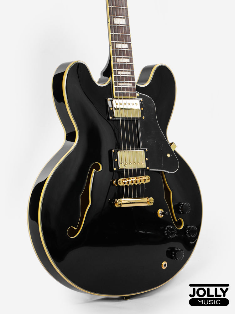 JCraft AR-3 Custom JM Semi-Hollow Electric Guitar - Tuxedo Black
