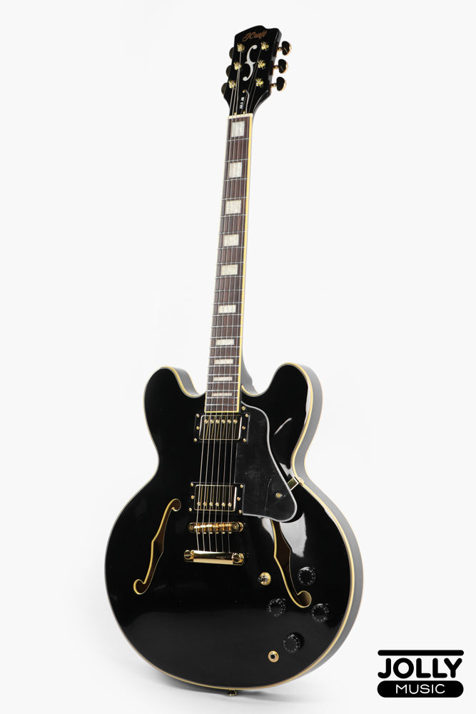 JCraft AR-3 Custom JM Semi-Hollow Electric Guitar - Tuxedo Black