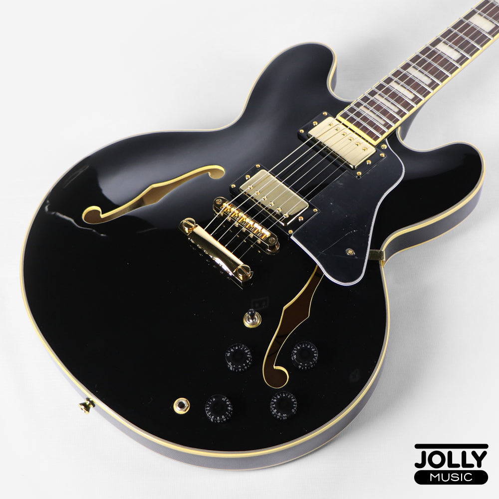 JCraft AR-3 Custom JM Semi-Hollow Electric Guitar - Tuxedo Black