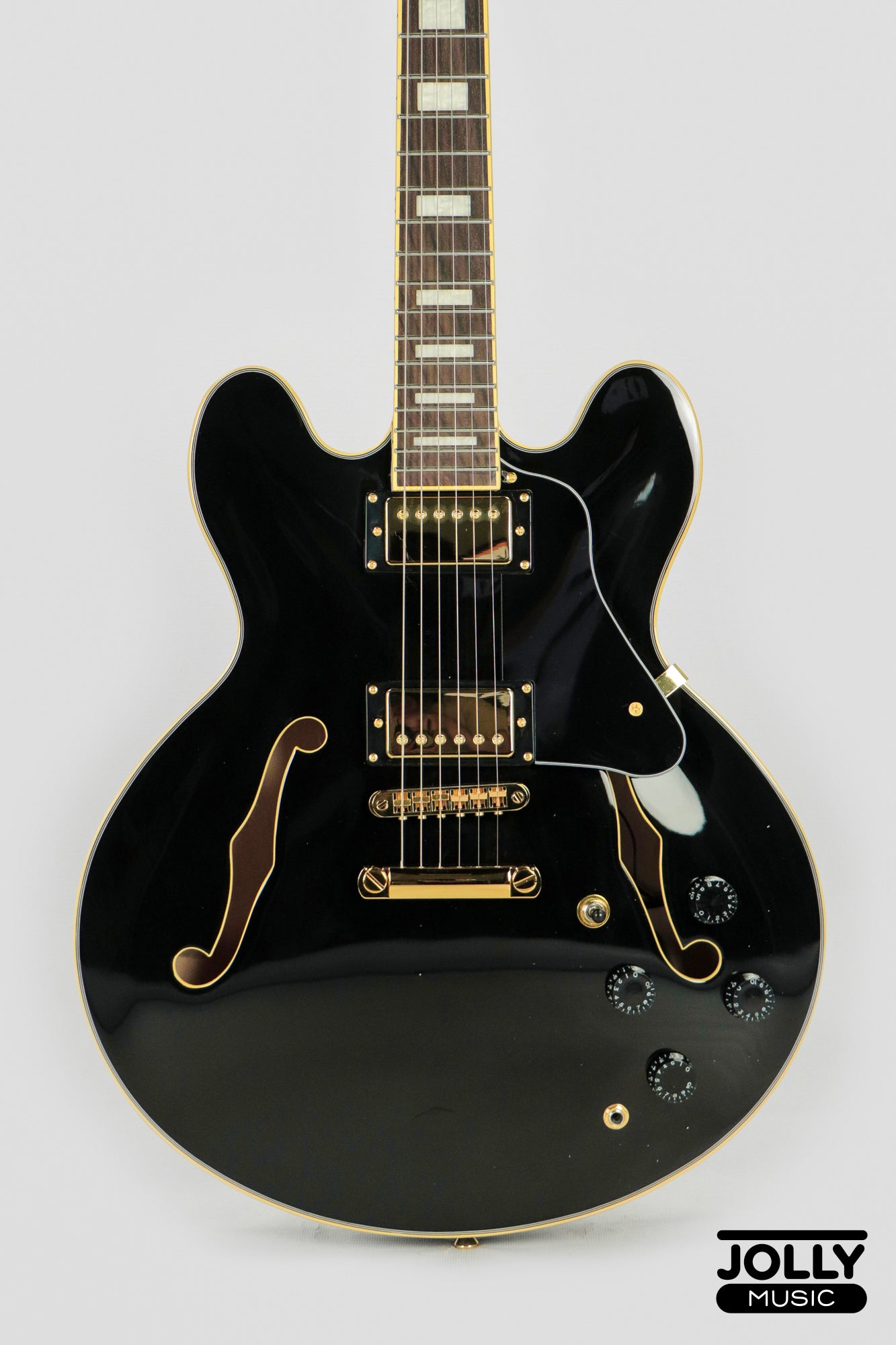 JCraft AR-3 Custom JM Semi-Hollow Electric Guitar - Tuxedo Black