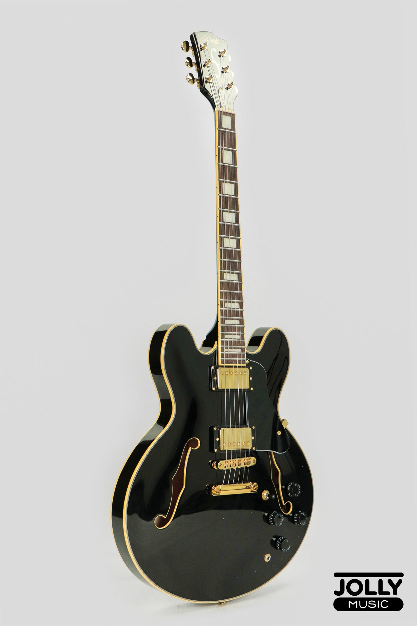 JCraft AR-3 Custom JM Semi-Hollow Electric Guitar - Tuxedo Black