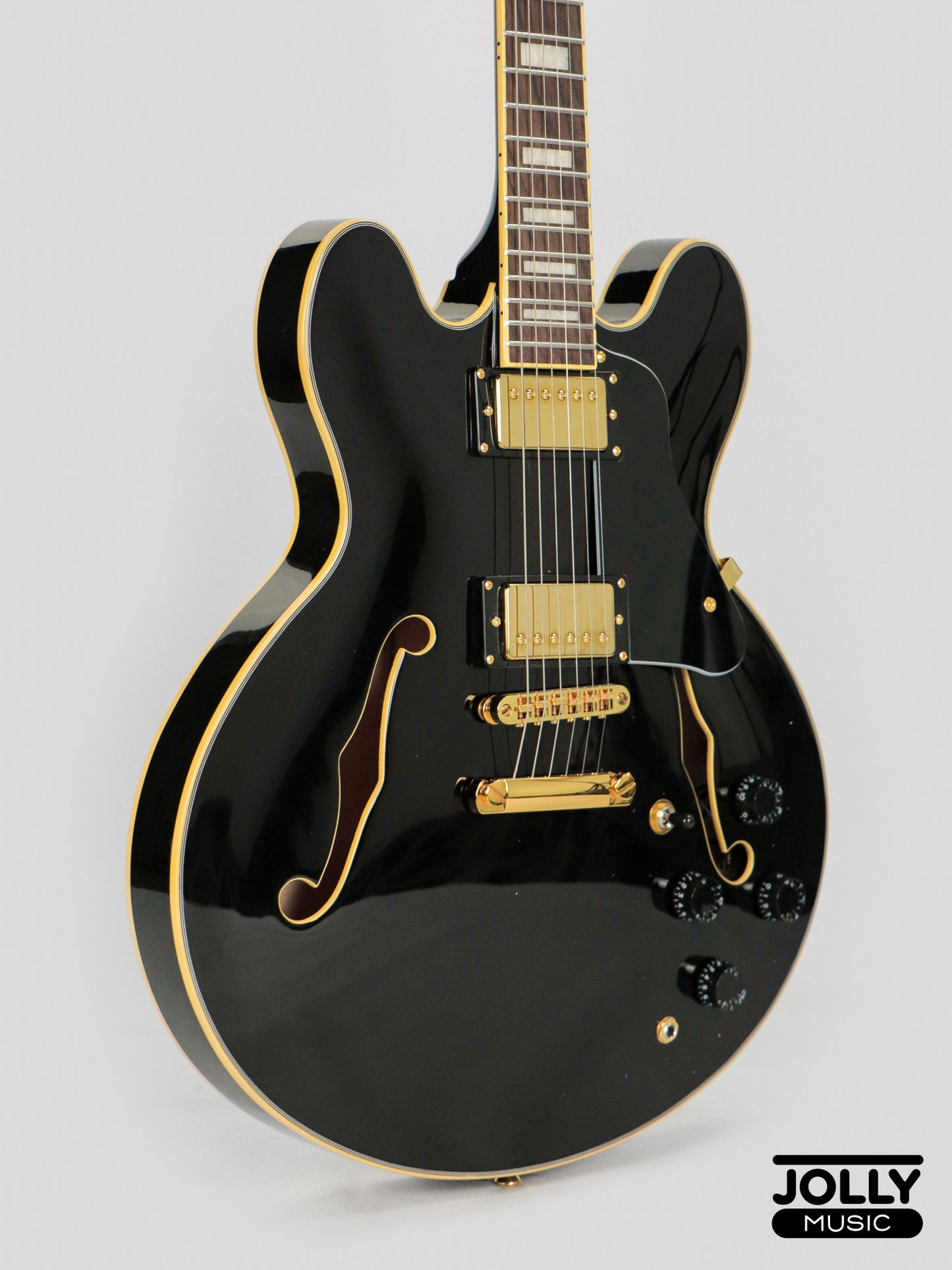 JCraft AR-3 Custom JM Semi-Hollow Electric Guitar - Tuxedo Black