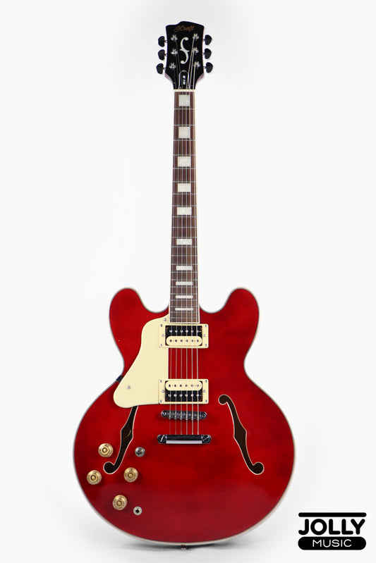 JCraft AR-3 JM Semi-Hollow Electric Guitar - Cherry LEFT HAND