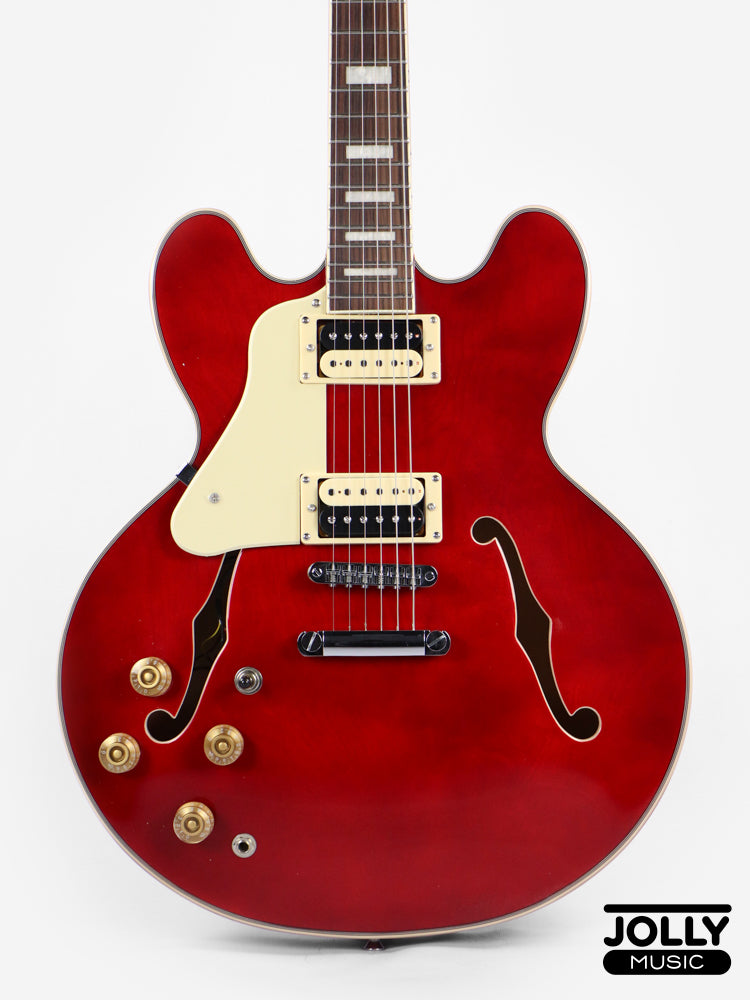 JCraft AR-3 JM Semi-Hollow Electric Guitar - Cherry LEFT HAND