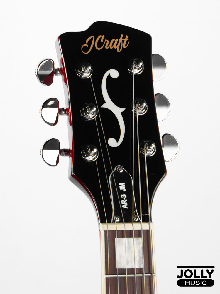 JCraft AR-3 JM Semi-Hollow Electric Guitar - Cherry LEFT HAND