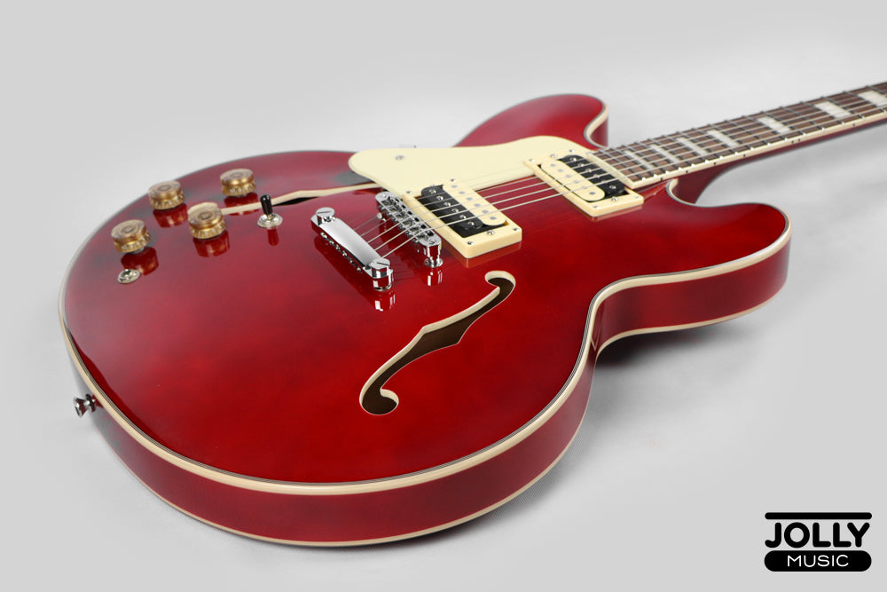 JCraft AR-3 JM Semi-Hollow Electric Guitar - Cherry LEFT HAND