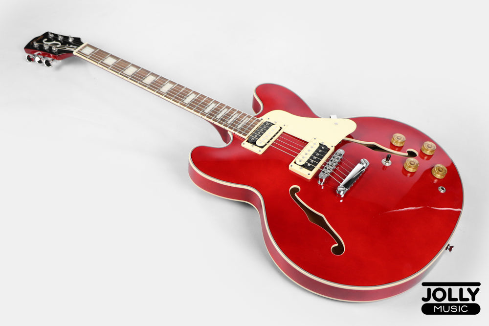 JCraft AR-3 JM Semi-Hollow Electric Guitar - Cherry