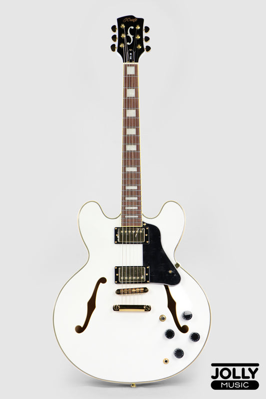 JCraft AR-3 JM Semi-Hollow Electric Guitar - White