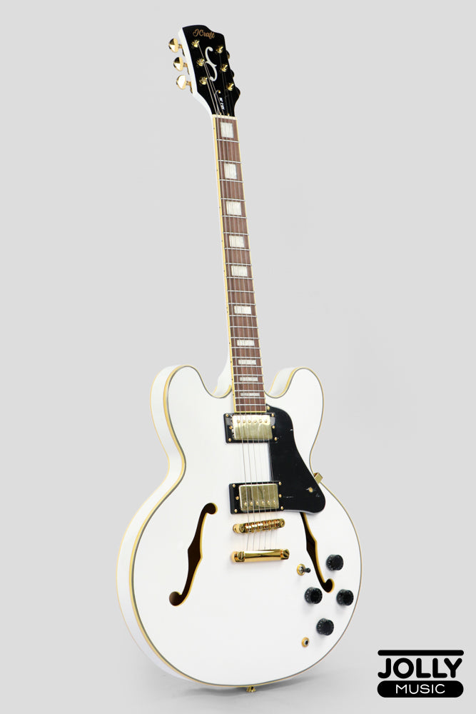 JCraft AR-3 JM Semi-Hollow Electric Guitar - White