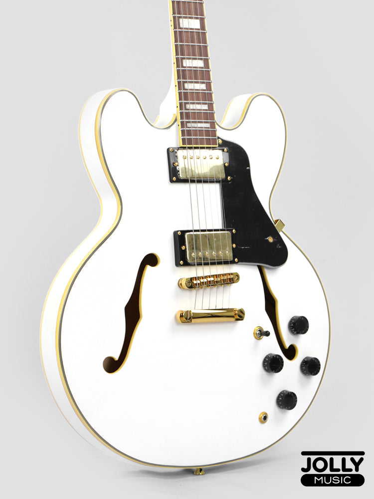 JCraft AR-3 JM Semi-Hollow Electric Guitar - White