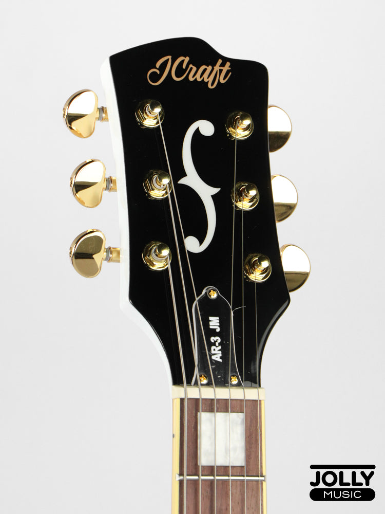 JCraft AR-3 JM Semi-Hollow Electric Guitar - White