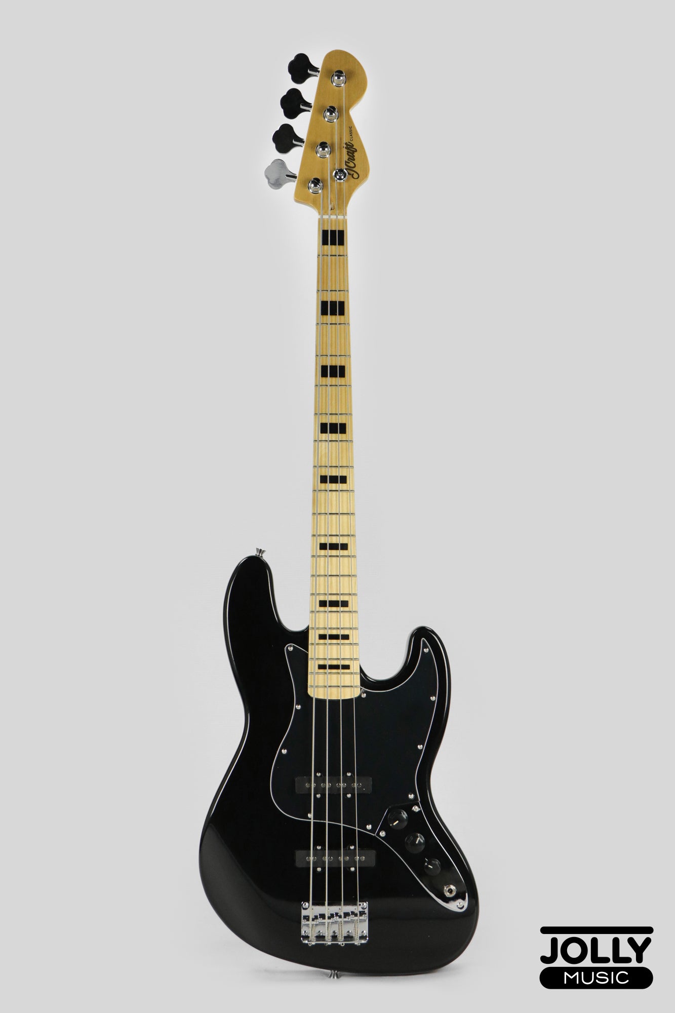 JCraft JB-1 J-Offset 4-String Bass Guitar with Gigbag - Black