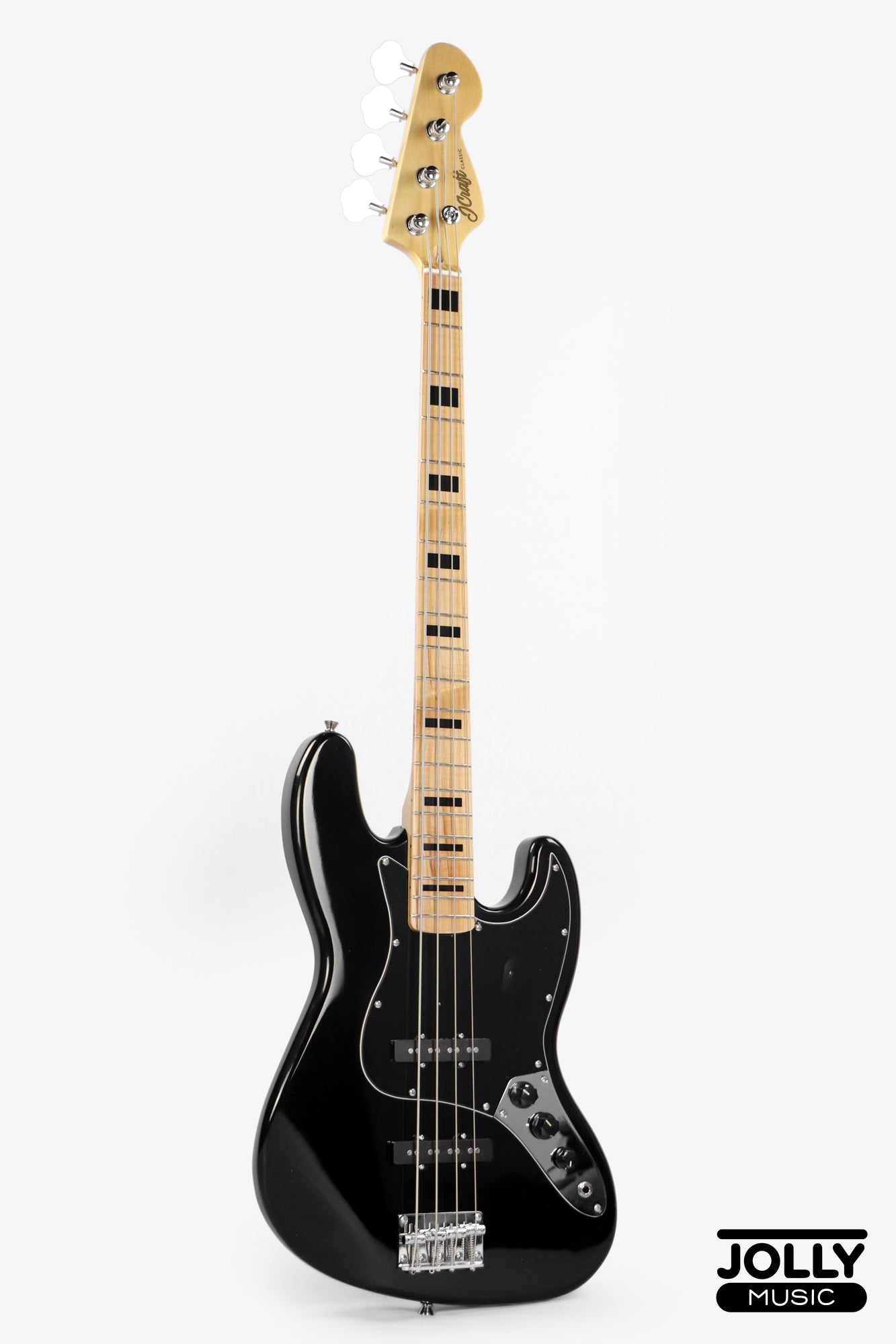 JCraft JB-1 J-Offset 4-String Bass Guitar with Gigbag - Black