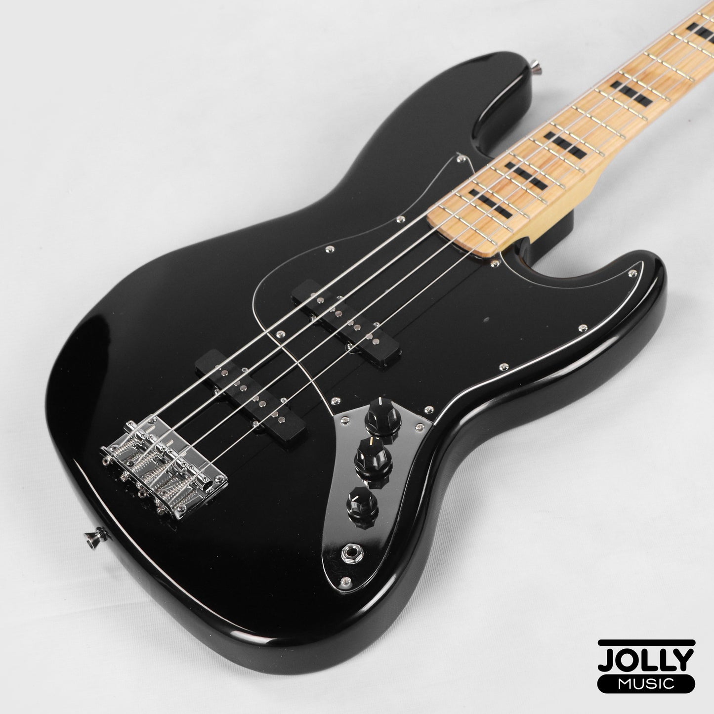 JCraft JB-1 J-Offset 4-String Bass Guitar with Gigbag - Black