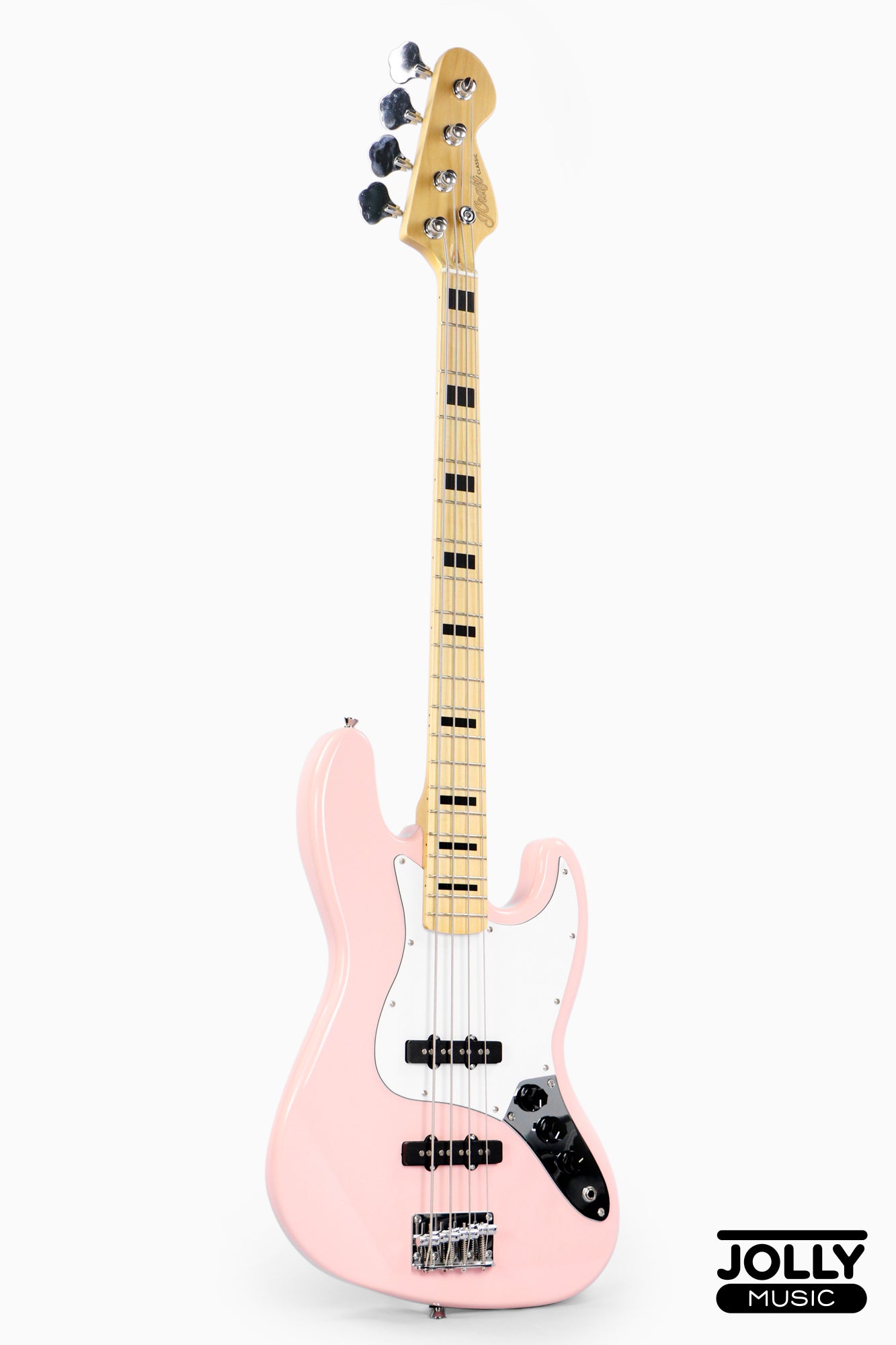 JCraft JB-1 J-Offset 4-String Bass Guitar with Gigbag - Shell Pink