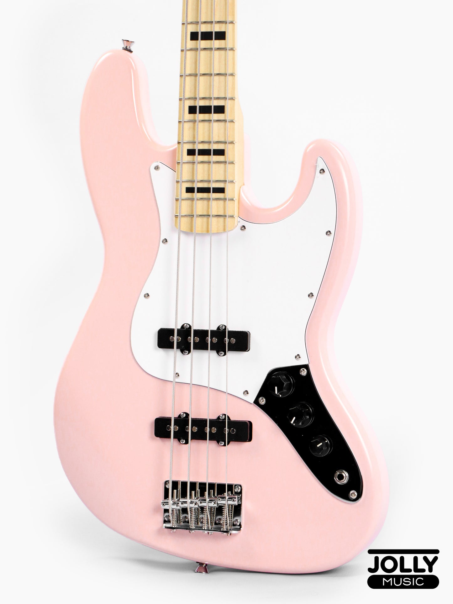 JCraft JB-1 J-Offset 4-String Bass Guitar with Gigbag - Shell Pink