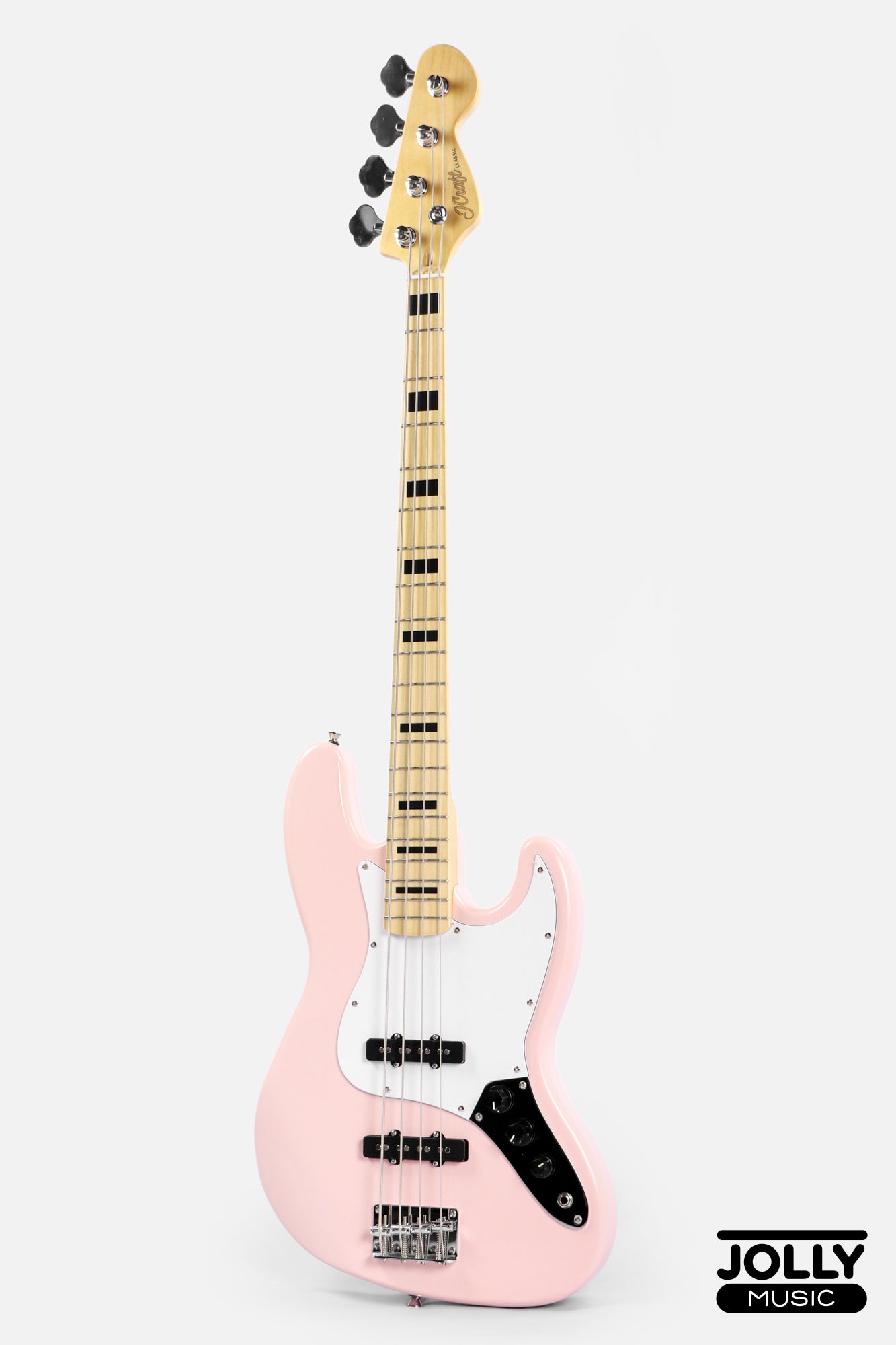 JCraft JB-1 J-Offset 4-String Bass Guitar with Gigbag - Shell Pink