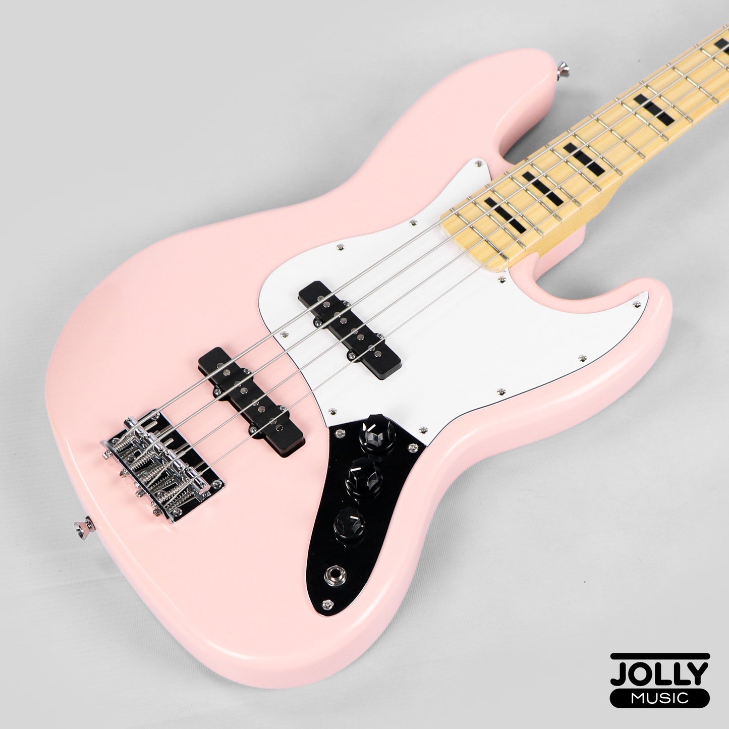 JCraft JB-1 J-Offset 4-String Bass Guitar with Gigbag - Shell Pink