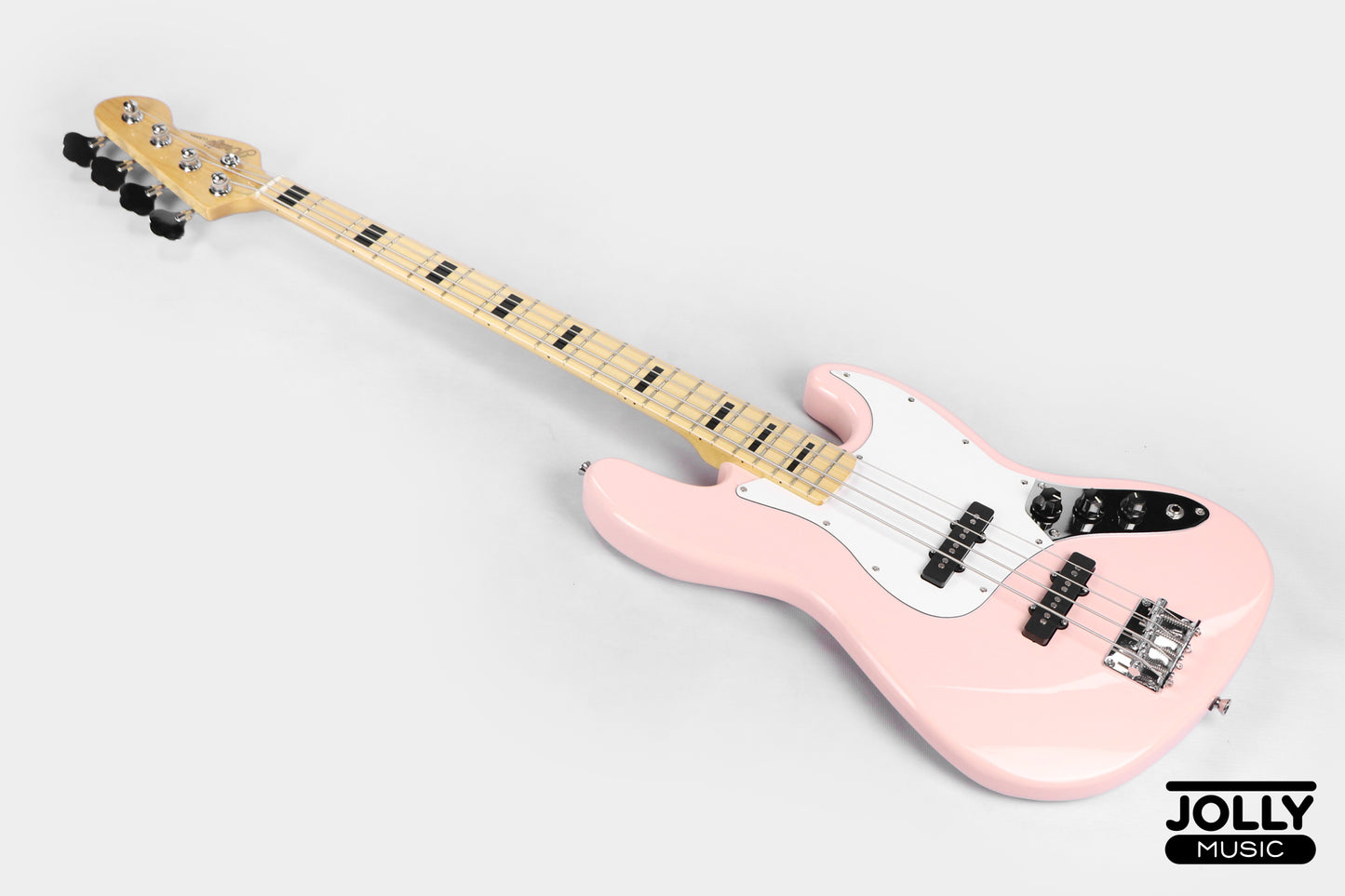 JCraft JB-1 J-Offset 4-String Bass Guitar with Gigbag - Shell Pink