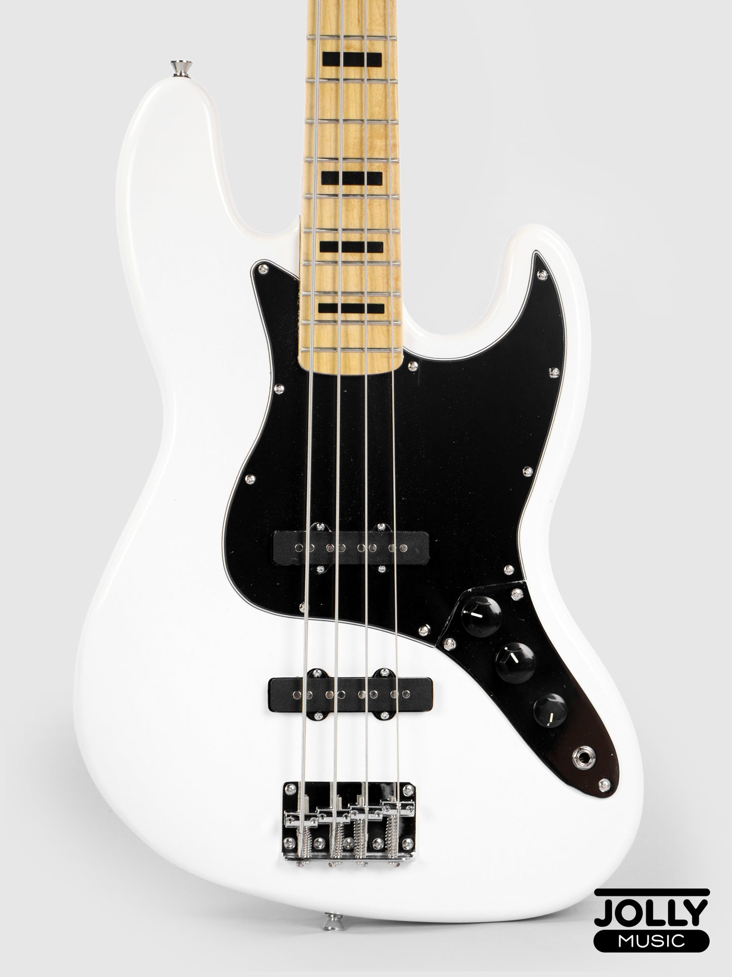 JCraft JB-1 J-Offset 4-String Bass Guitar with Gigbag - White